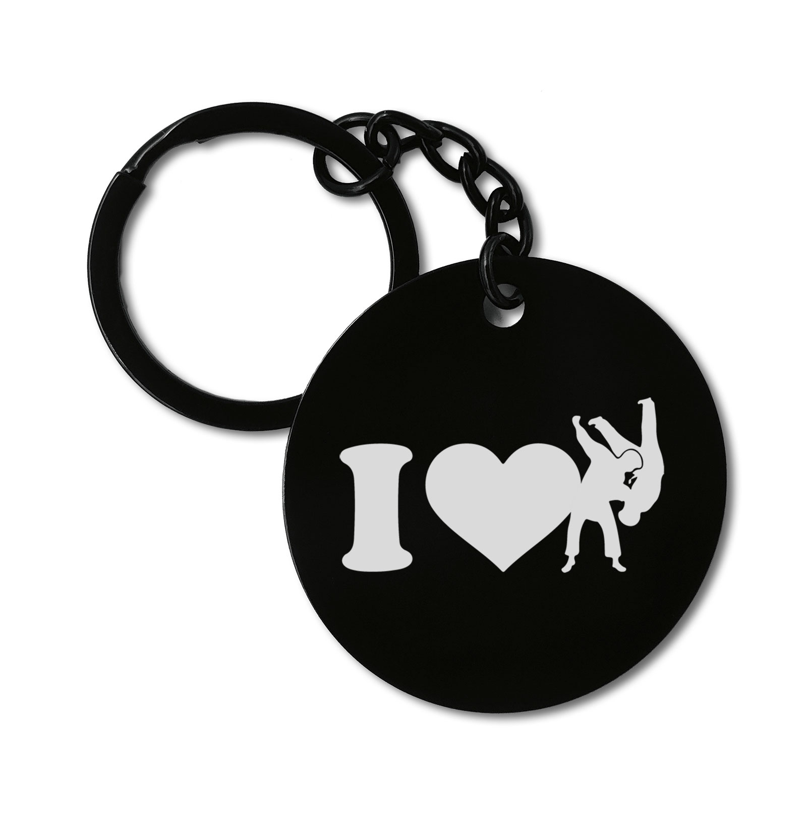 I love Martial Art BJJ MMA Judo Combat Sport Graviruotas metalinis pakabukas su pasirenkamu užkabinimu