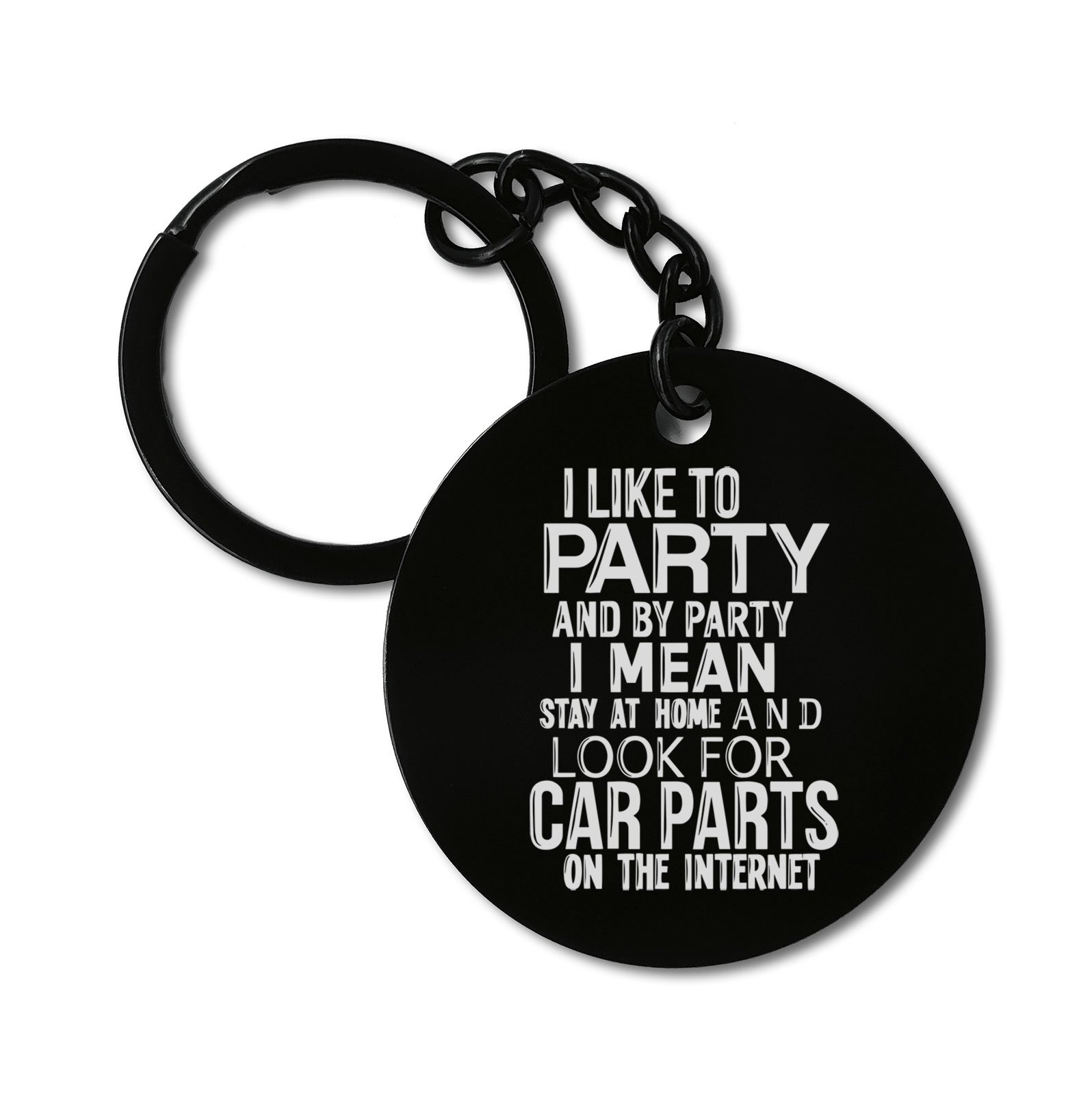 I Like Party Looking Car Parts Funny Car Auto Graviruotas metalinis pakabukas su pasirenkamu užkabinimu