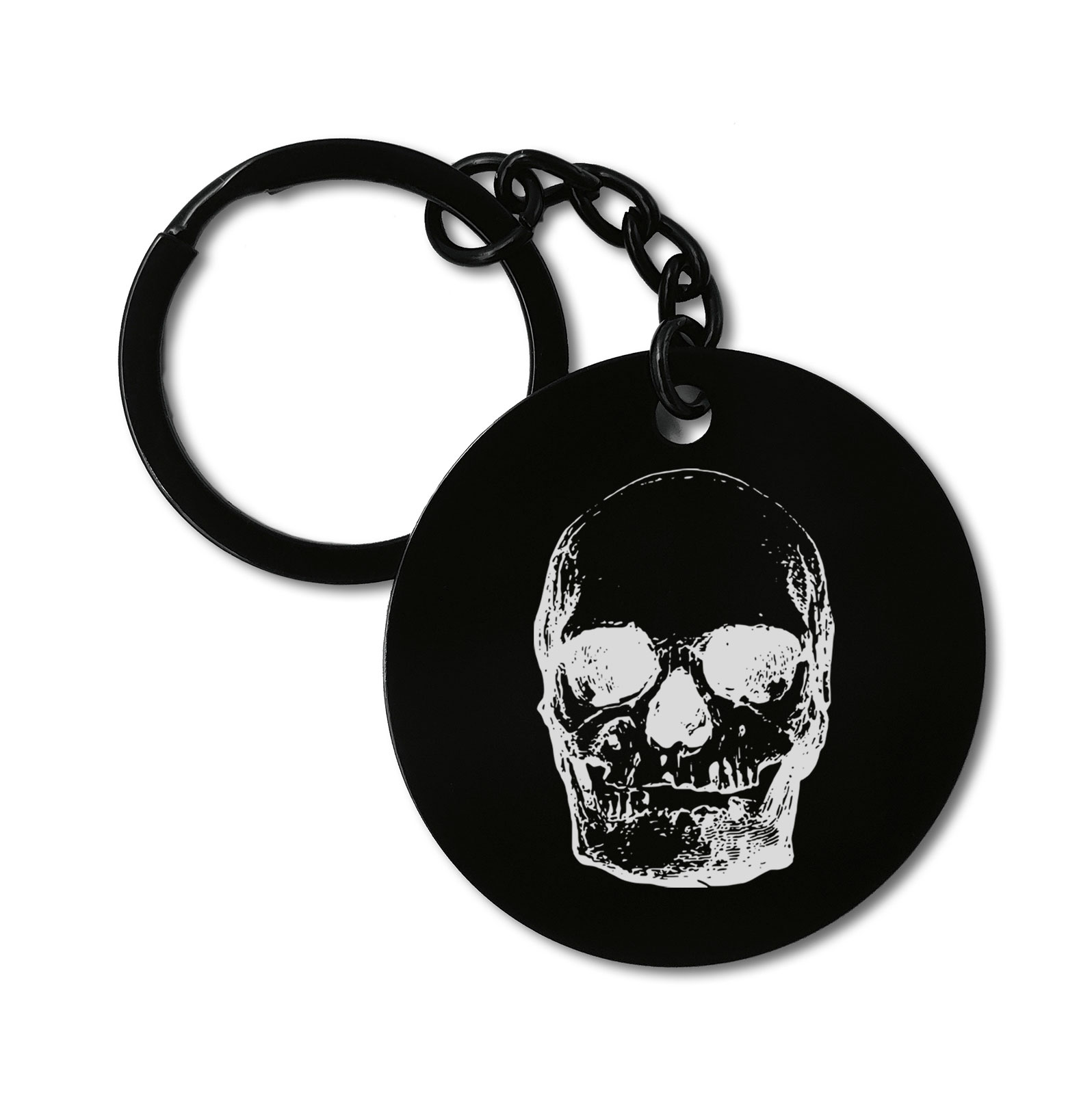 Human Skeleton Skull Head Graviruotas metalinis pakabukas su pasirenkamu užkabinimu