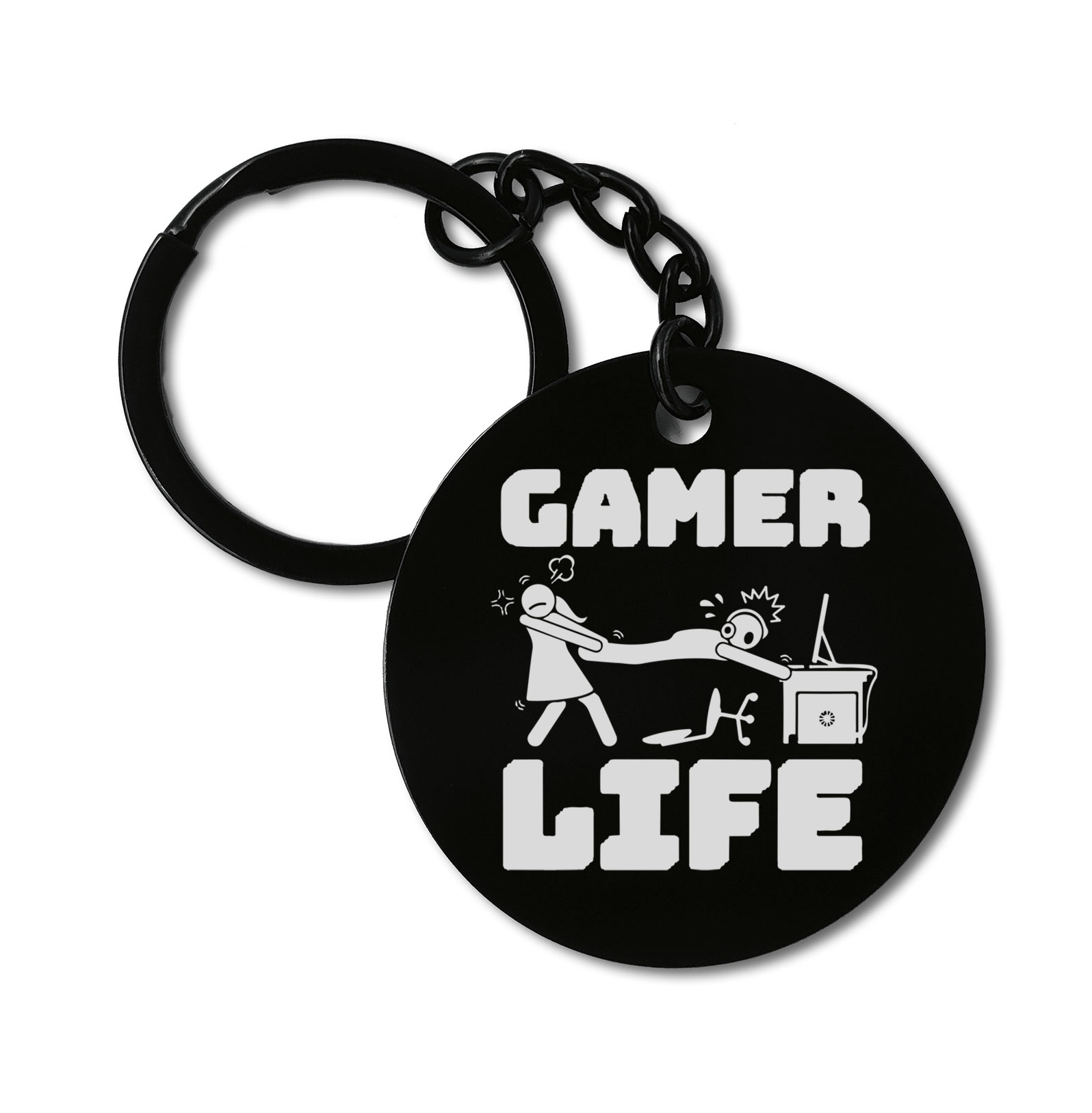 0343 Gamer Life Funny Graviruotas metalinis pakabukas su pasirenkamu užkabinimu