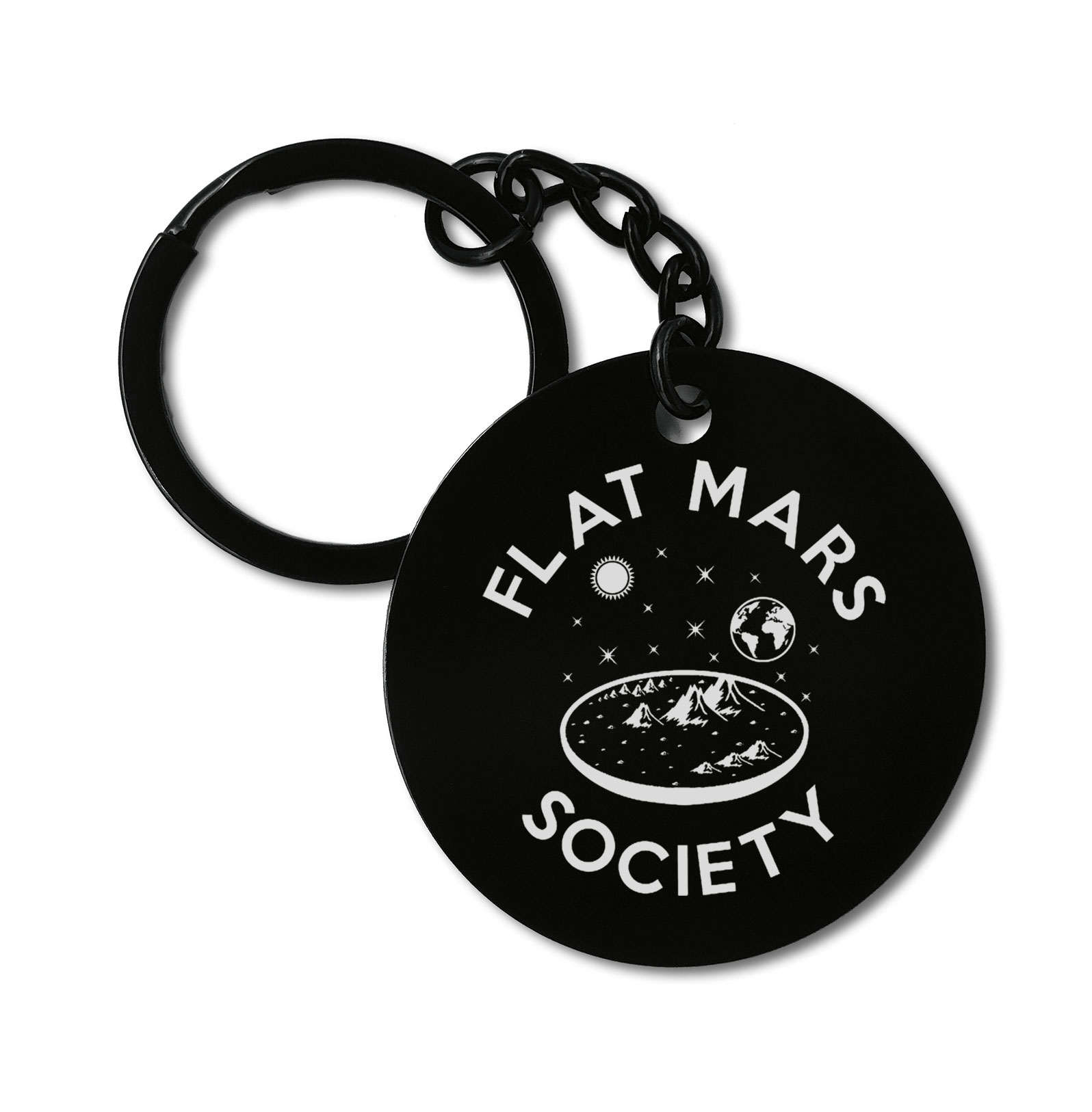 Flat Mars Society Earth Theory Graviruotas metalinis pakabukas su pasirenkamu užkabinimu