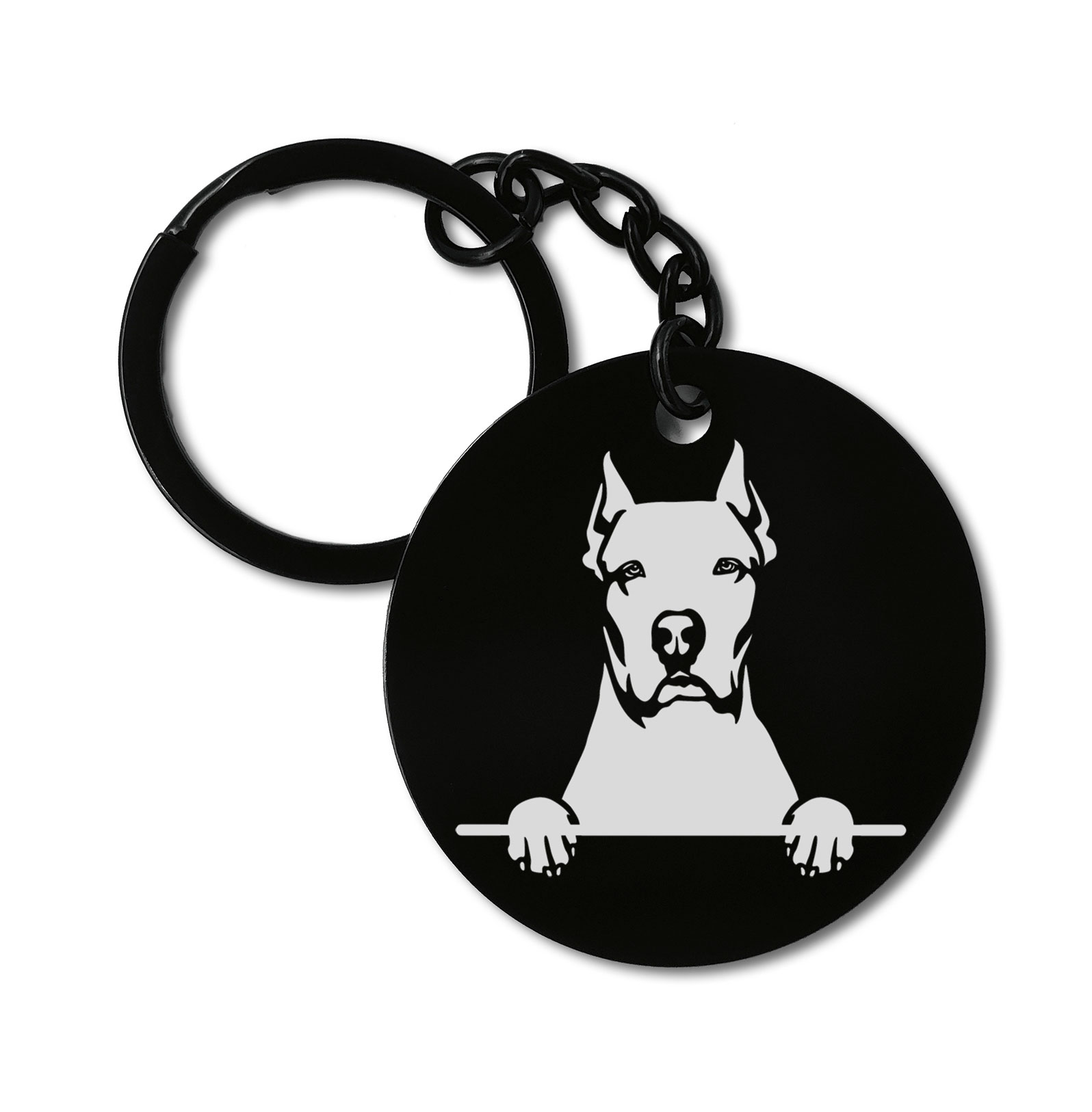 Dogo Argentino Cute Dog Graviruotas metalinis pakabukas su pasirenkamu užkabinimu