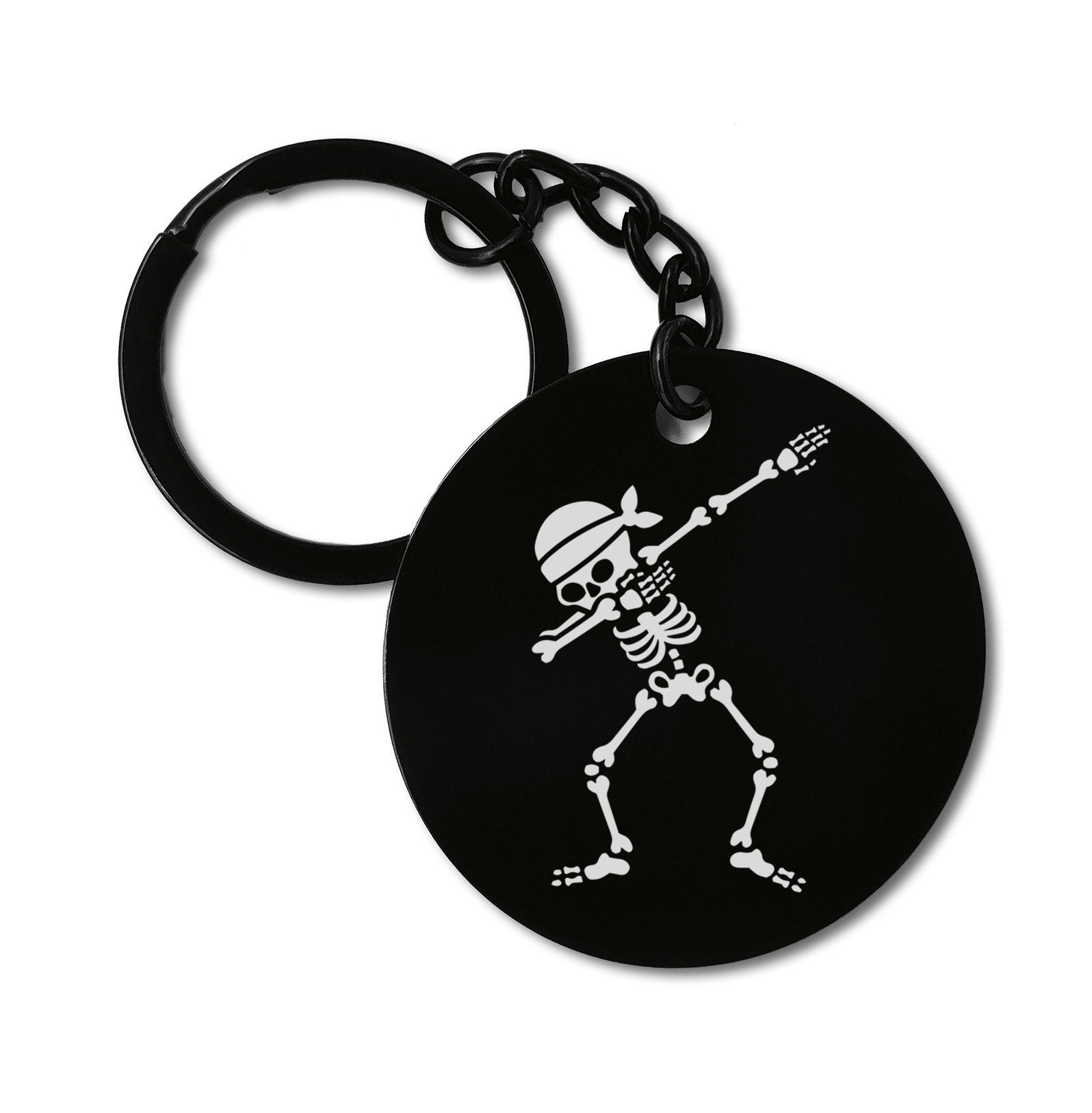0390 Dabbing Skeleton Japan Style Graviruotas metalinis pakabukas su pasirenkamu užkabinimu