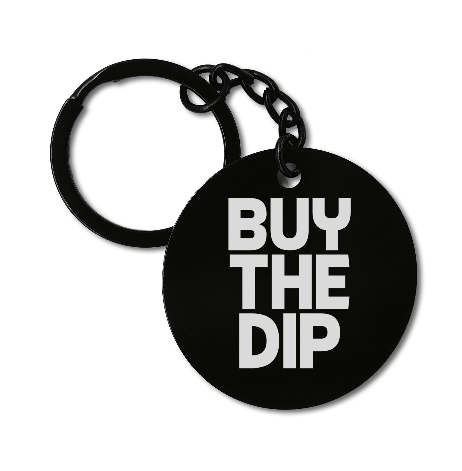 Buy The Dip Crypto Cryptocurrency Graviruotas metalinis pakabukas su pasirenkamu užkabinimu