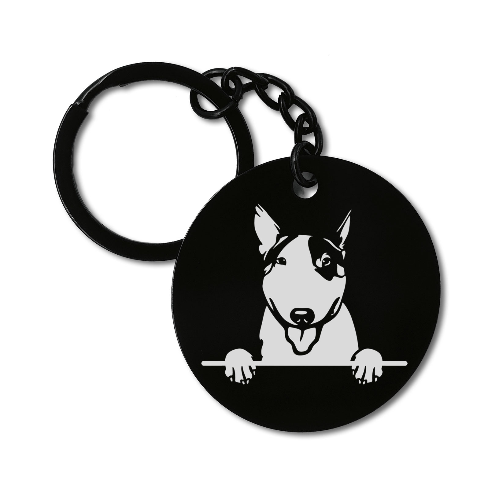 Bull Terriers Cute Dog Graviruotas metalinis pakabukas su pasirenkamu užkabinimu