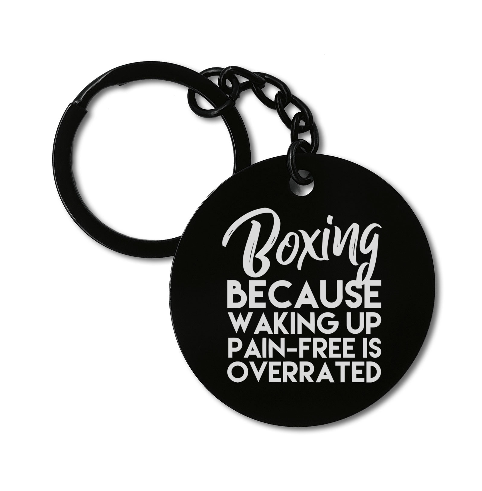 Boxing Waking Up Pain Free Quote Graviruotas metalinis pakabukas su pasirenkamu užkabinimu