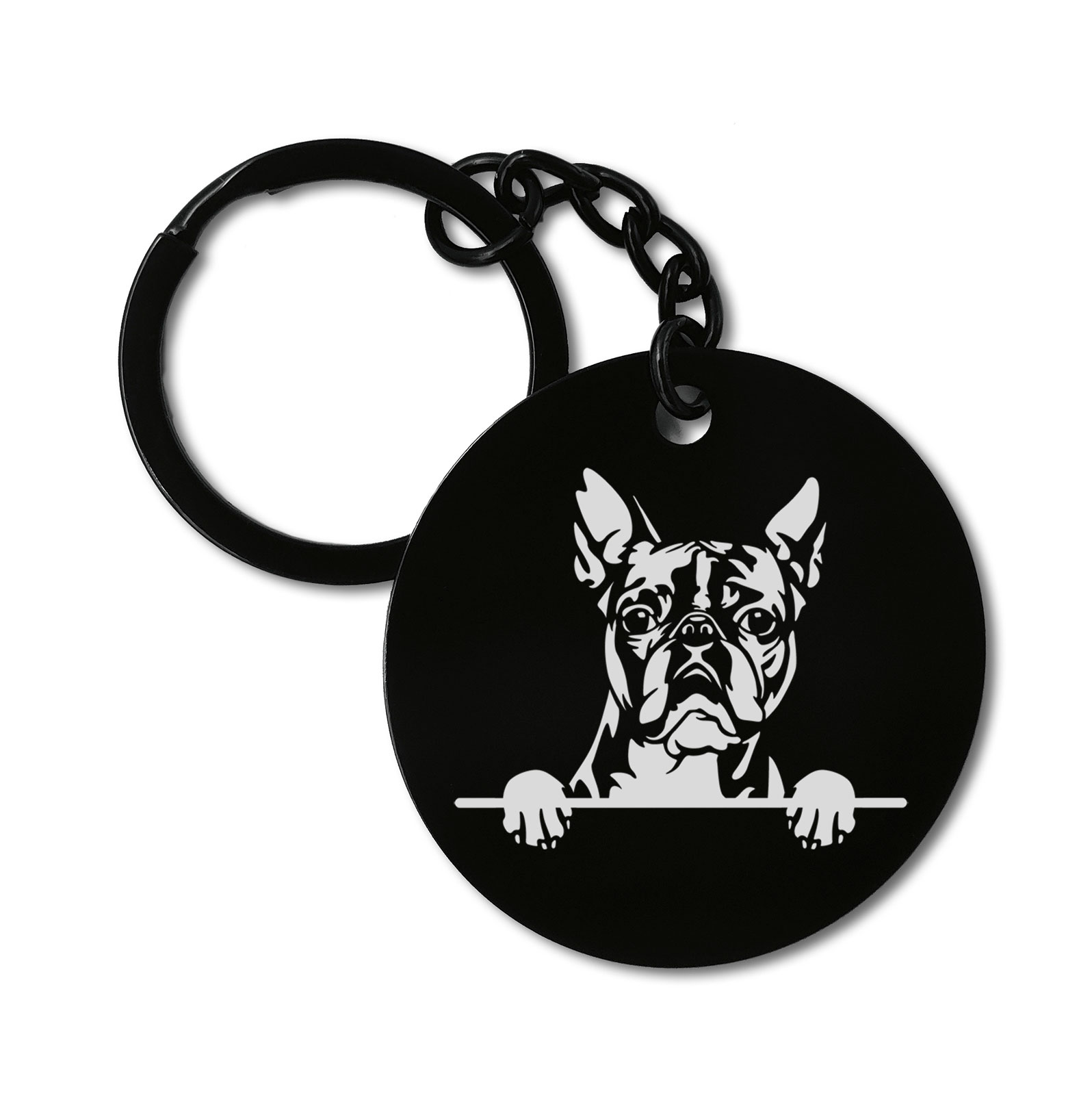 Boston Terrier Cute Dog Graviruotas metalinis pakabukas su pasirenkamu užkabinimu