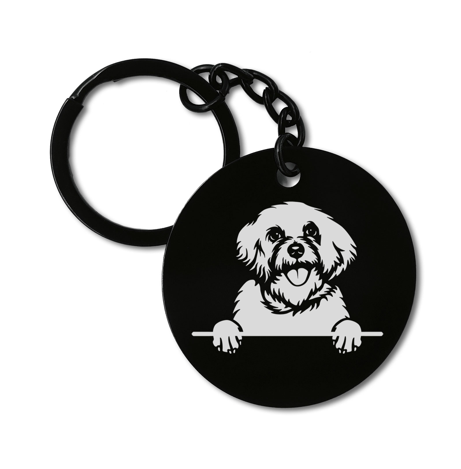 Bichon Frise Cute Dog Graviruotas metalinis pakabukas su pasirenkamu užkabinimu