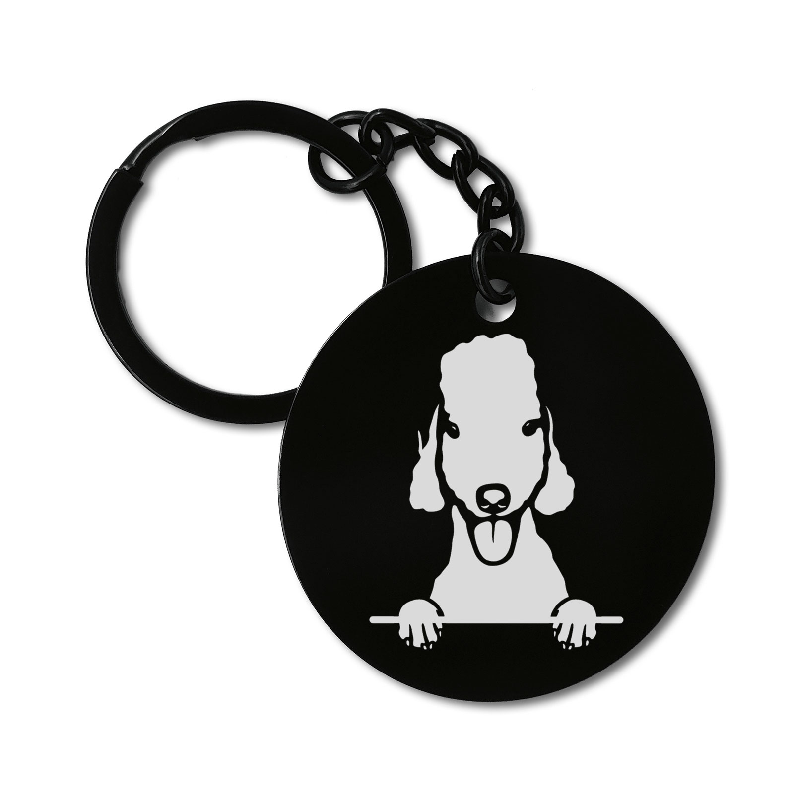 Bedlington Terriers Cute Dog Graviruotas metalinis pakabukas su pasirenkamu užkabinimu