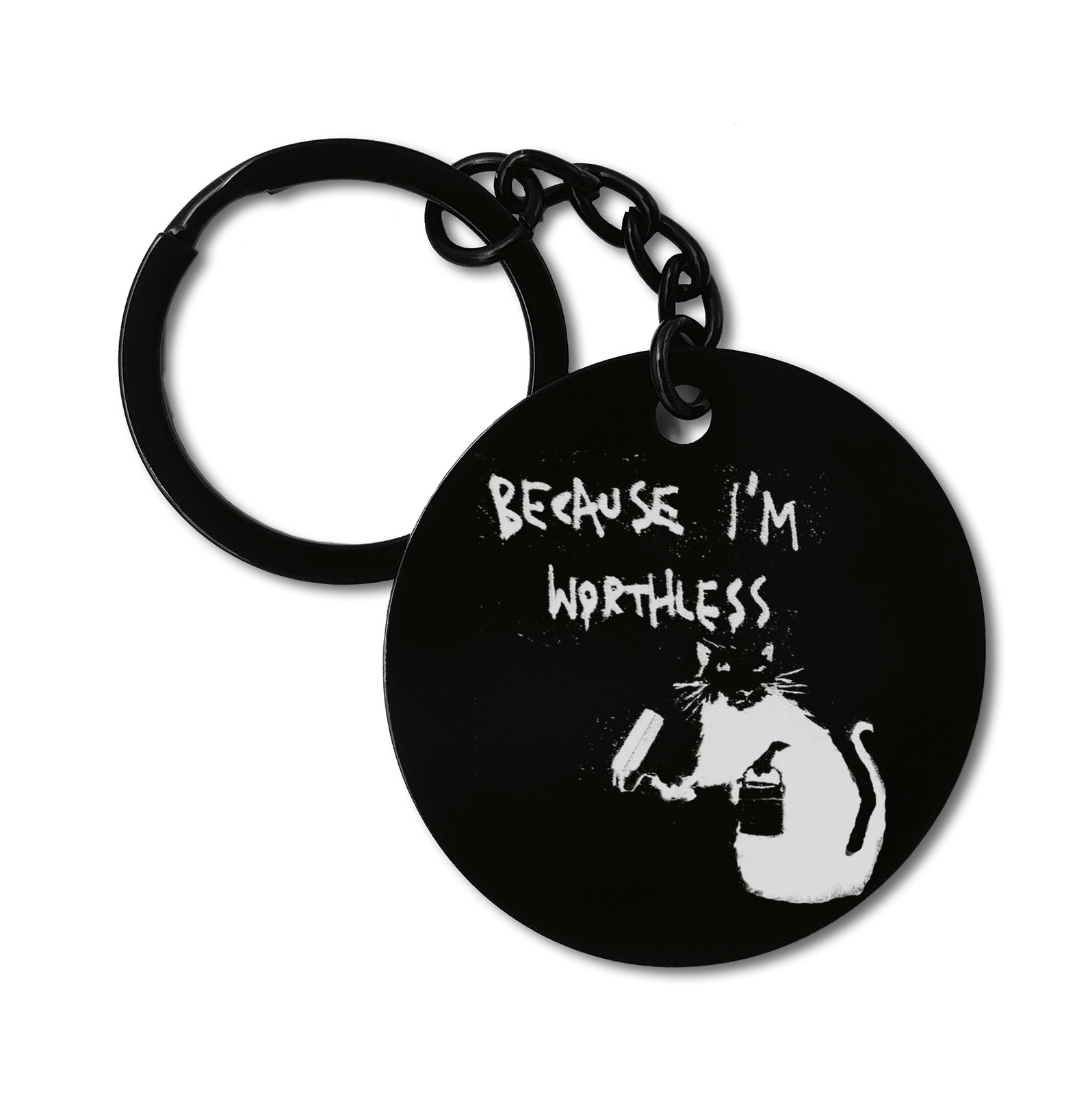 Because I'm Worthless Banksy Street Art Graviruotas metalinis pakabukas su pasirenkamu užkabinimu