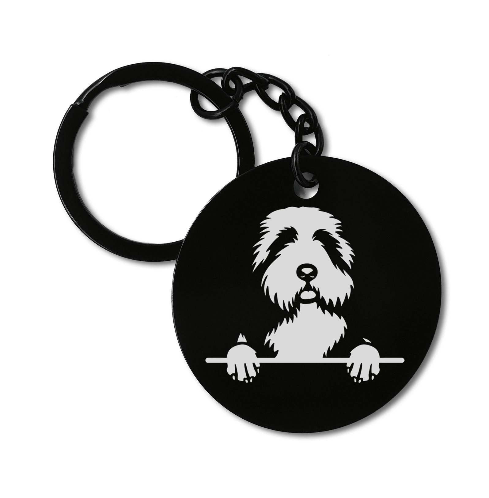 Bearded Collies Cute Dog Graviruotas metalinis pakabukas su pasirenkamu užkabinimu