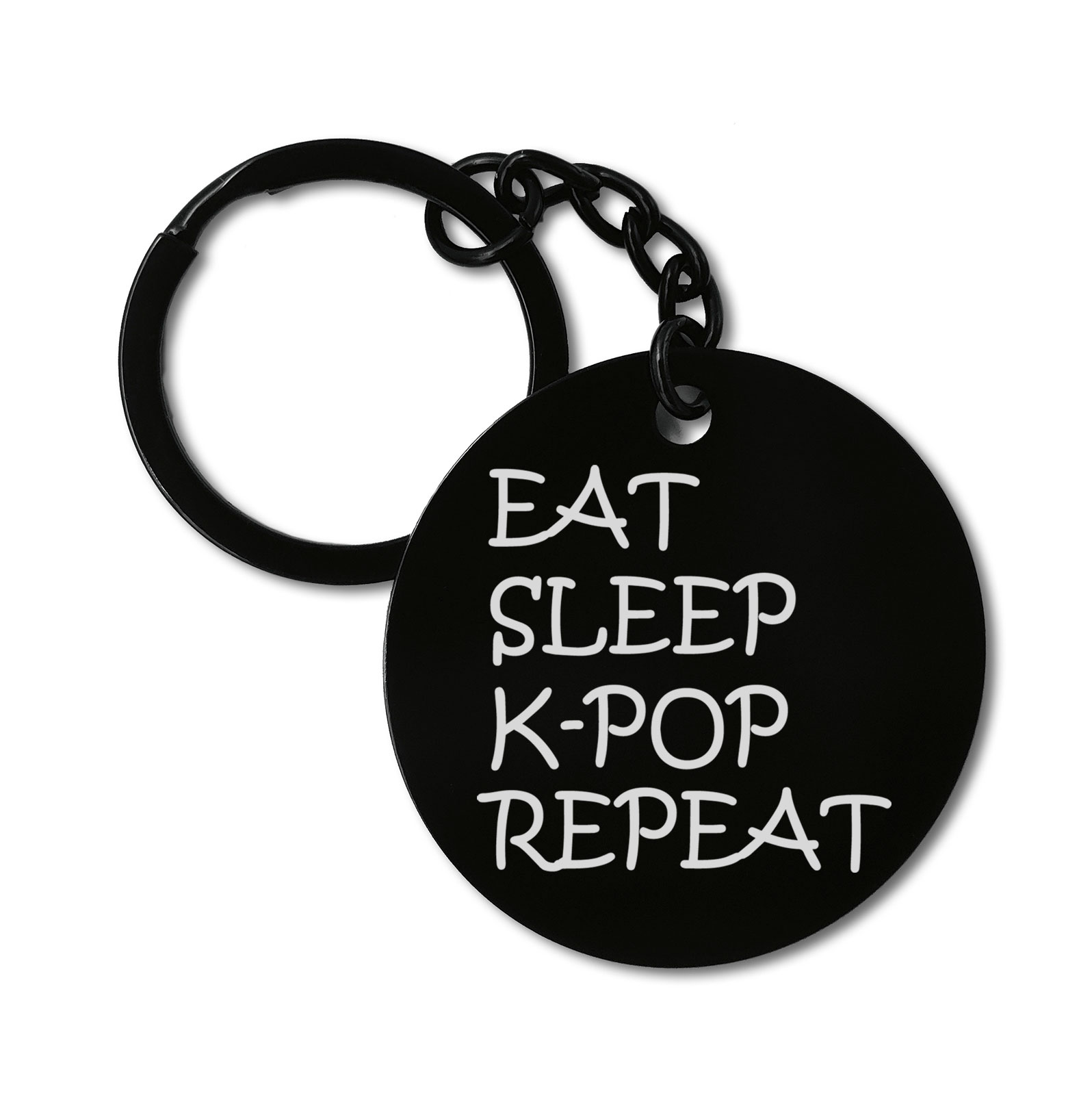 Eat Sleep K pop Repeat Korean Music Graviruotas metalinis pakabukas su pasirenkamu užkabinimu