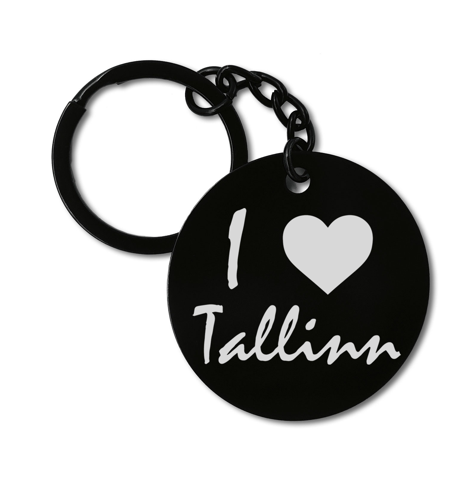 I Love Tallinn City Travel Estonia Graviruotas metalinis pakabukas su pasirenkamu užkabinimu