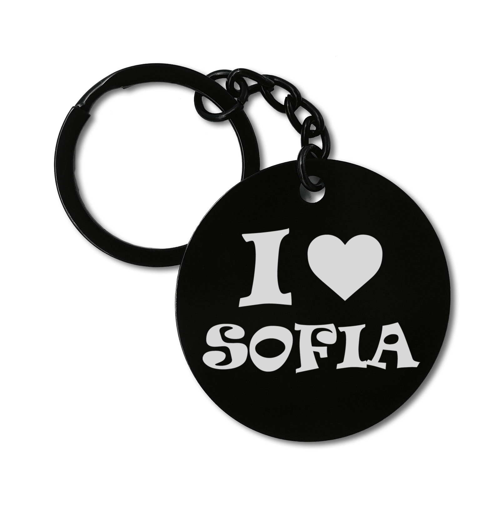 I Love Sofia Travel City Bulgaria Graviruotas metalinis pakabukas su pasirenkamu užkabinimu