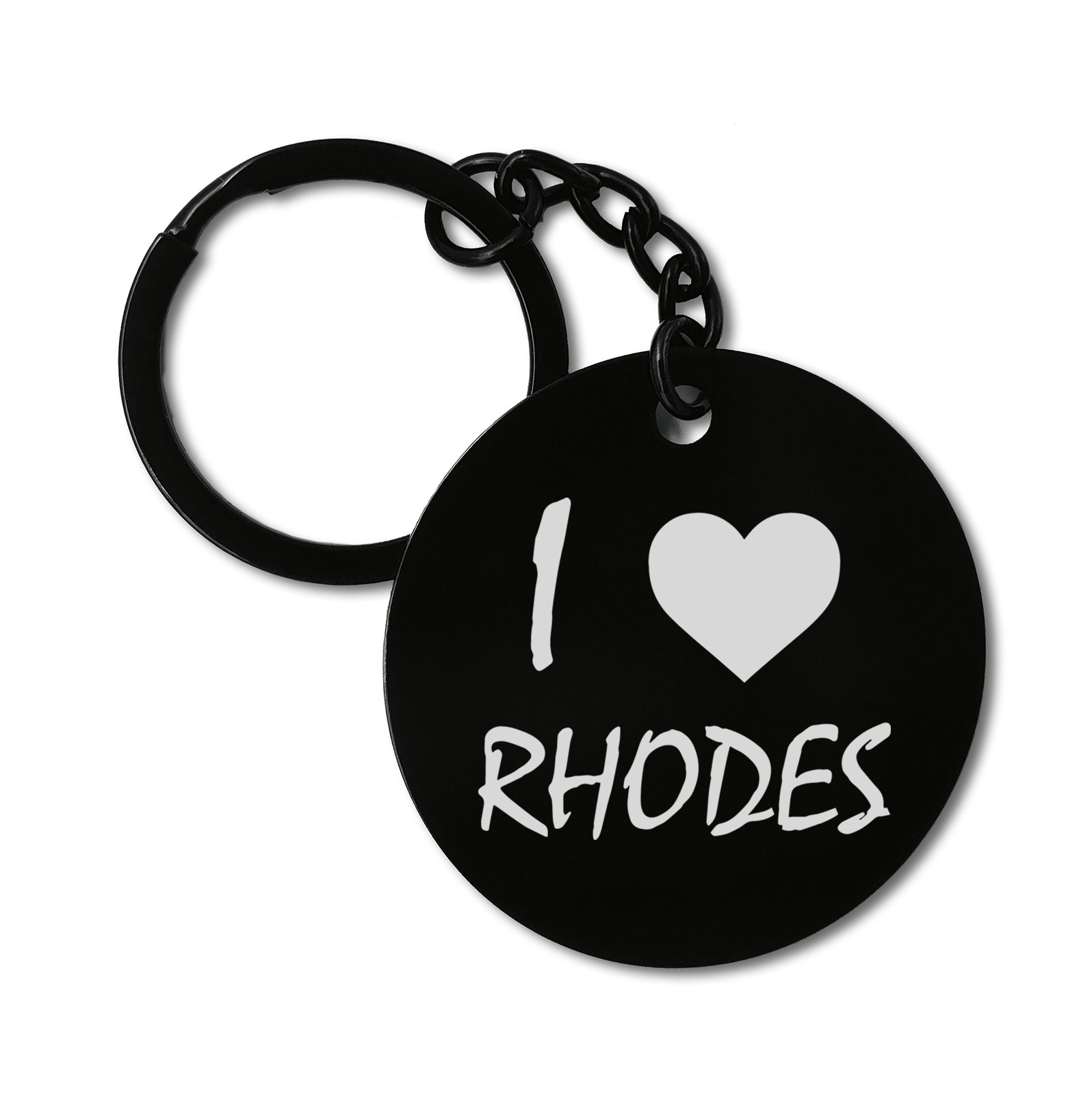 I Love Rhodes Travel City Island Greece Graviruotas metalinis pakabukas su pasirenkamu užkabinimu