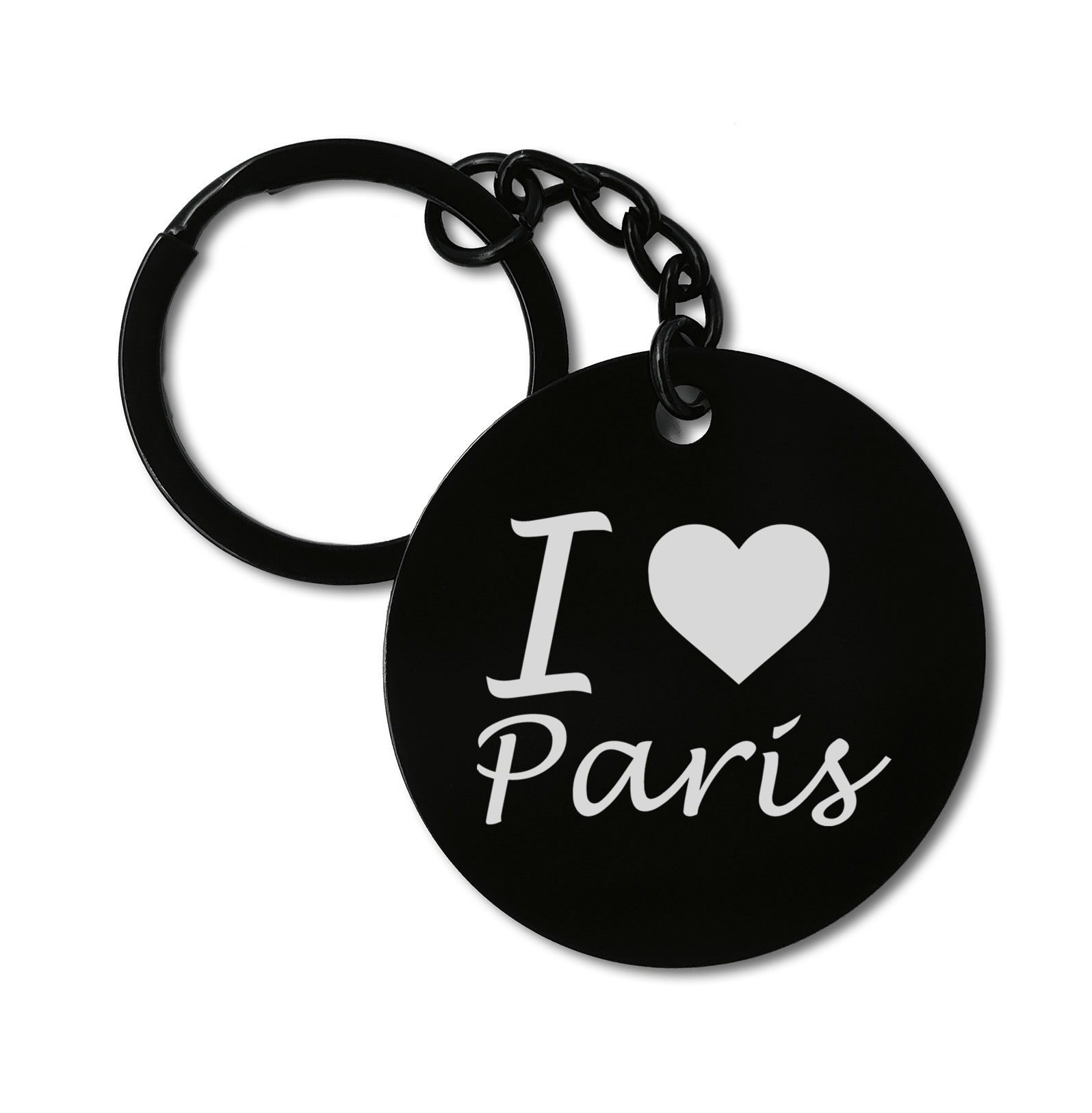 I Love Paris City Travel France Graviruotas metalinis pakabukas su pasirenkamu užkabinimu