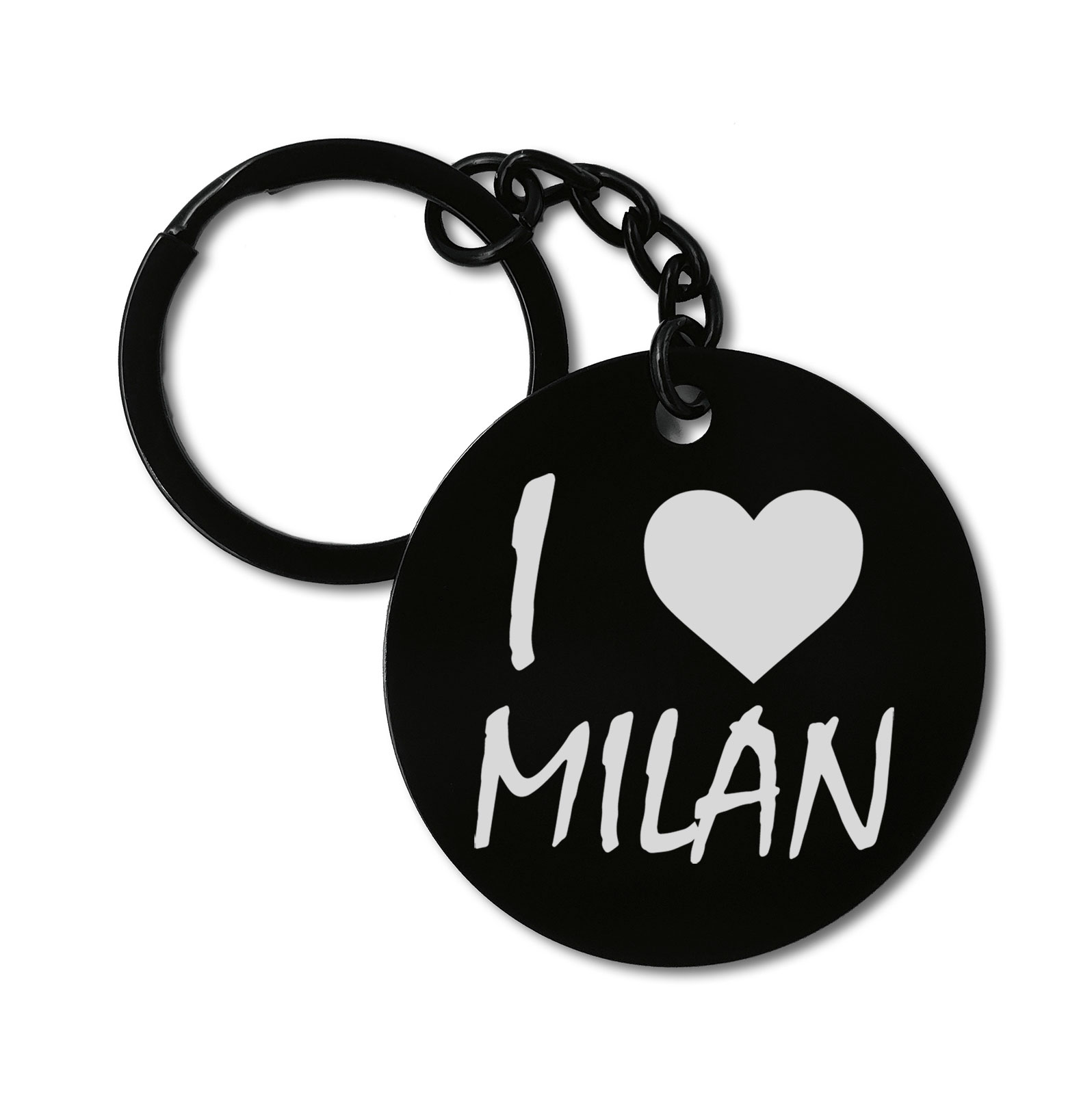 I Love Milan City Travel Italy Graviruotas metalinis pakabukas su pasirenkamu užkabinimu