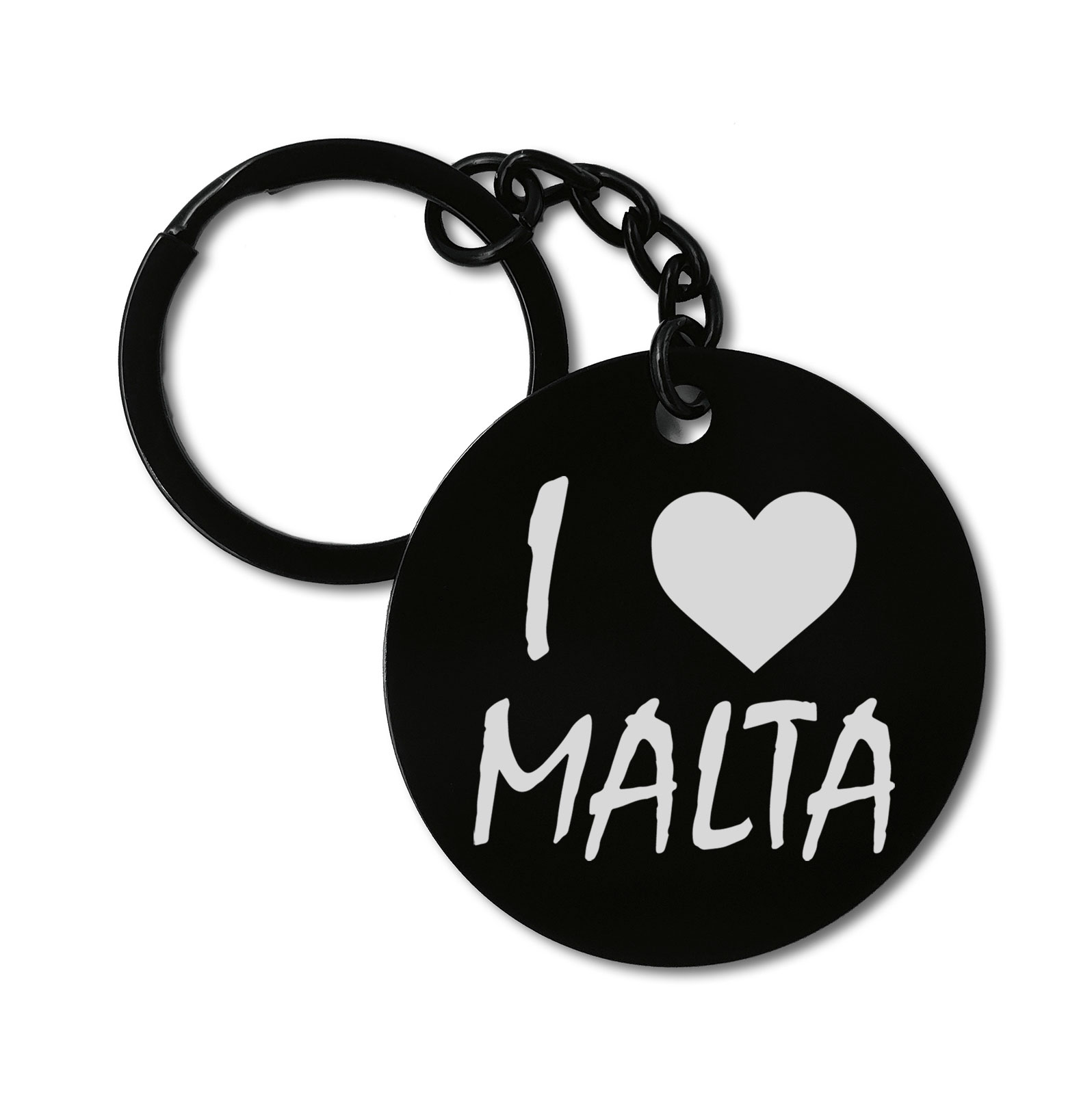 I Love Malta Travel Graviruotas metalinis pakabukas su pasirenkamu užkabinimu