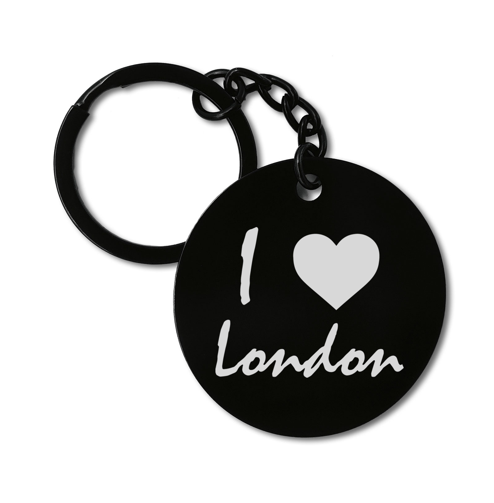 I Love London City Travel England Graviruotas metalinis pakabukas su pasirenkamu užkabinimu