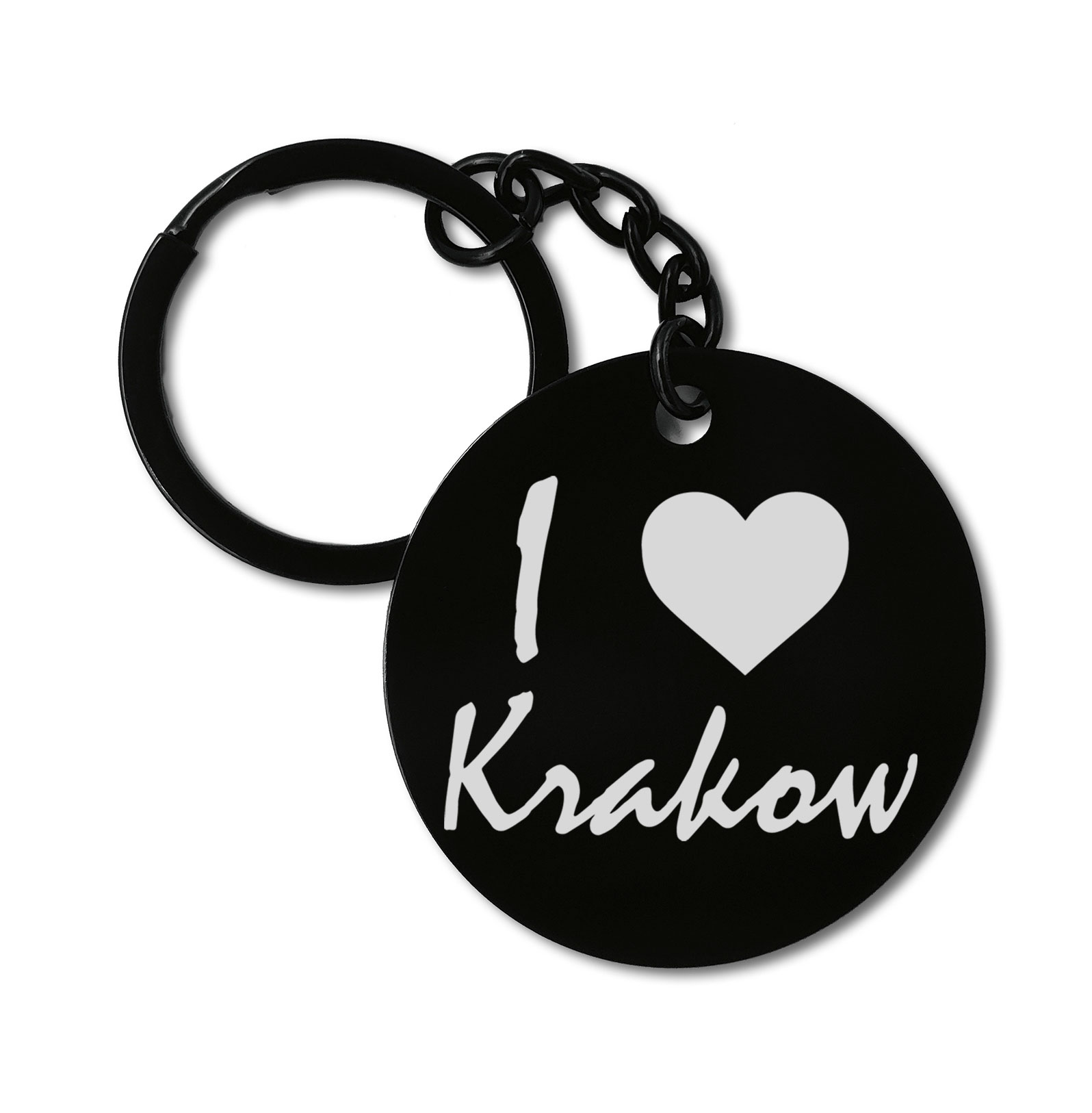 I Love Krakow City Travel Poland Graviruotas metalinis pakabukas su pasirenkamu užkabinimu