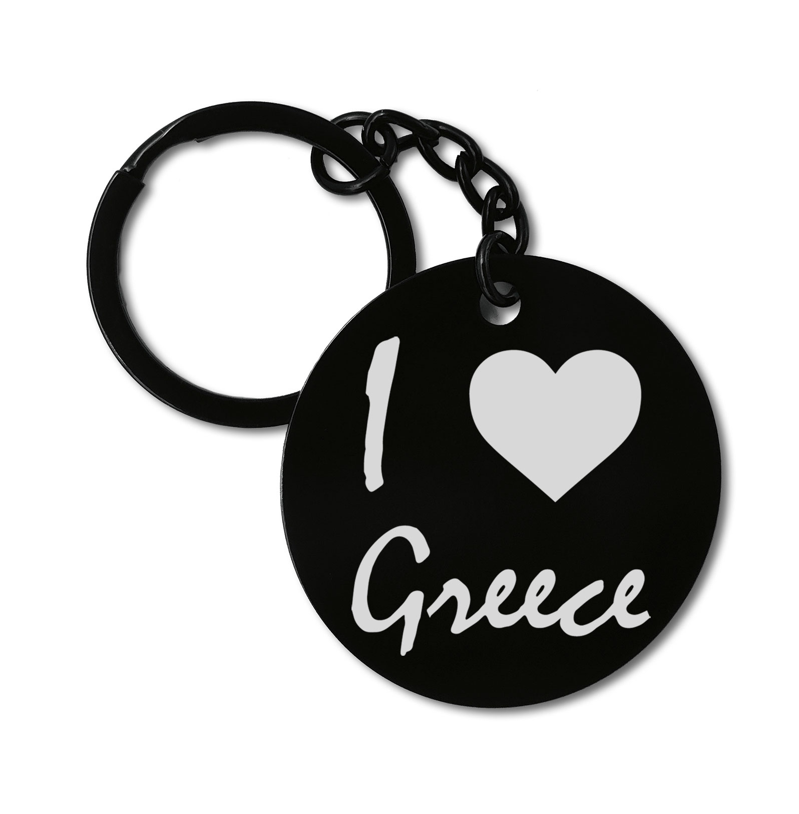 I Love Greece Travel Graviruotas metalinis pakabukas su pasirenkamu užkabinimu