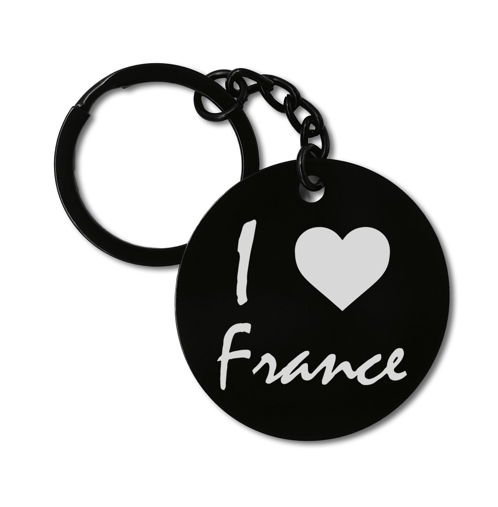 I Love France Travel Graviruotas metalinis pakabukas su pasirenkamu užkabinimu