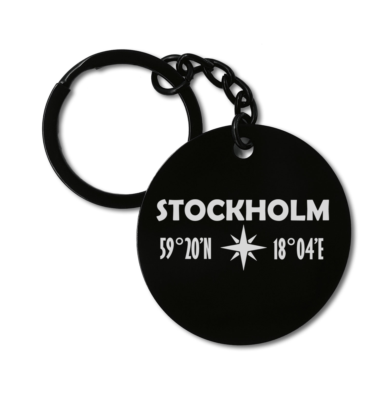 Stockholm Coordinates Sweden City Graviruotas metalinis pakabukas su pasirenkamu užkabinimu