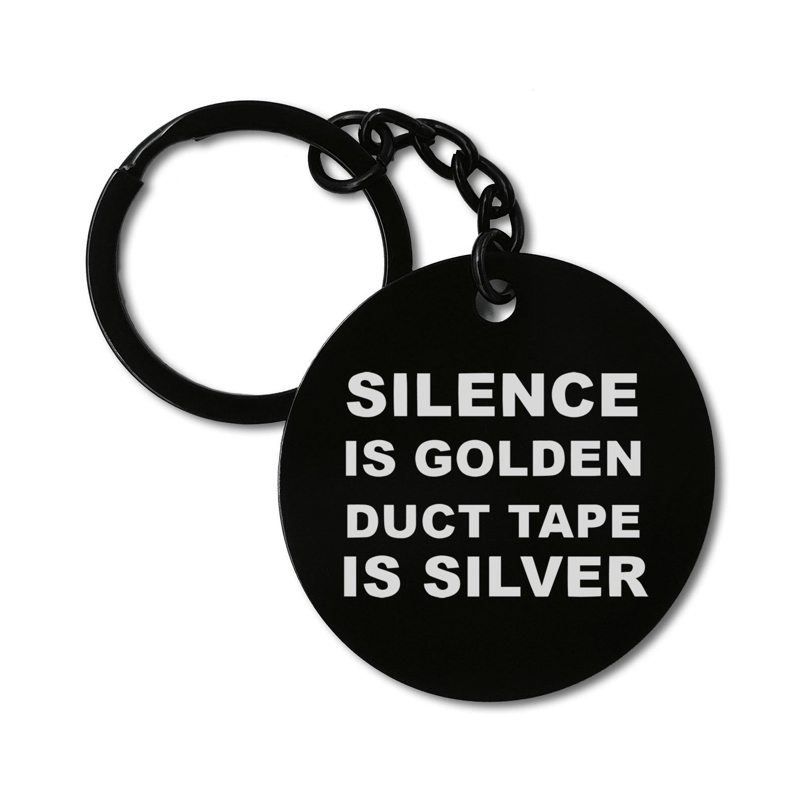 Silence Is Golden Duct Tape Is Silver Hilarious Graviruotas metalinis pakabukas su pasirenkamu užkabinimu