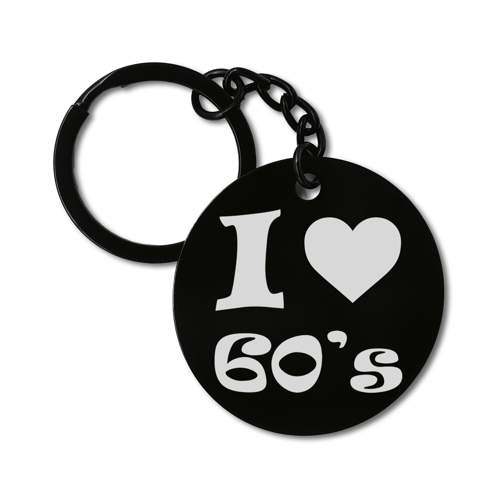 I Love the 60's Graviruotas metalinis pakabukas su pasirenkamu užkabinimu