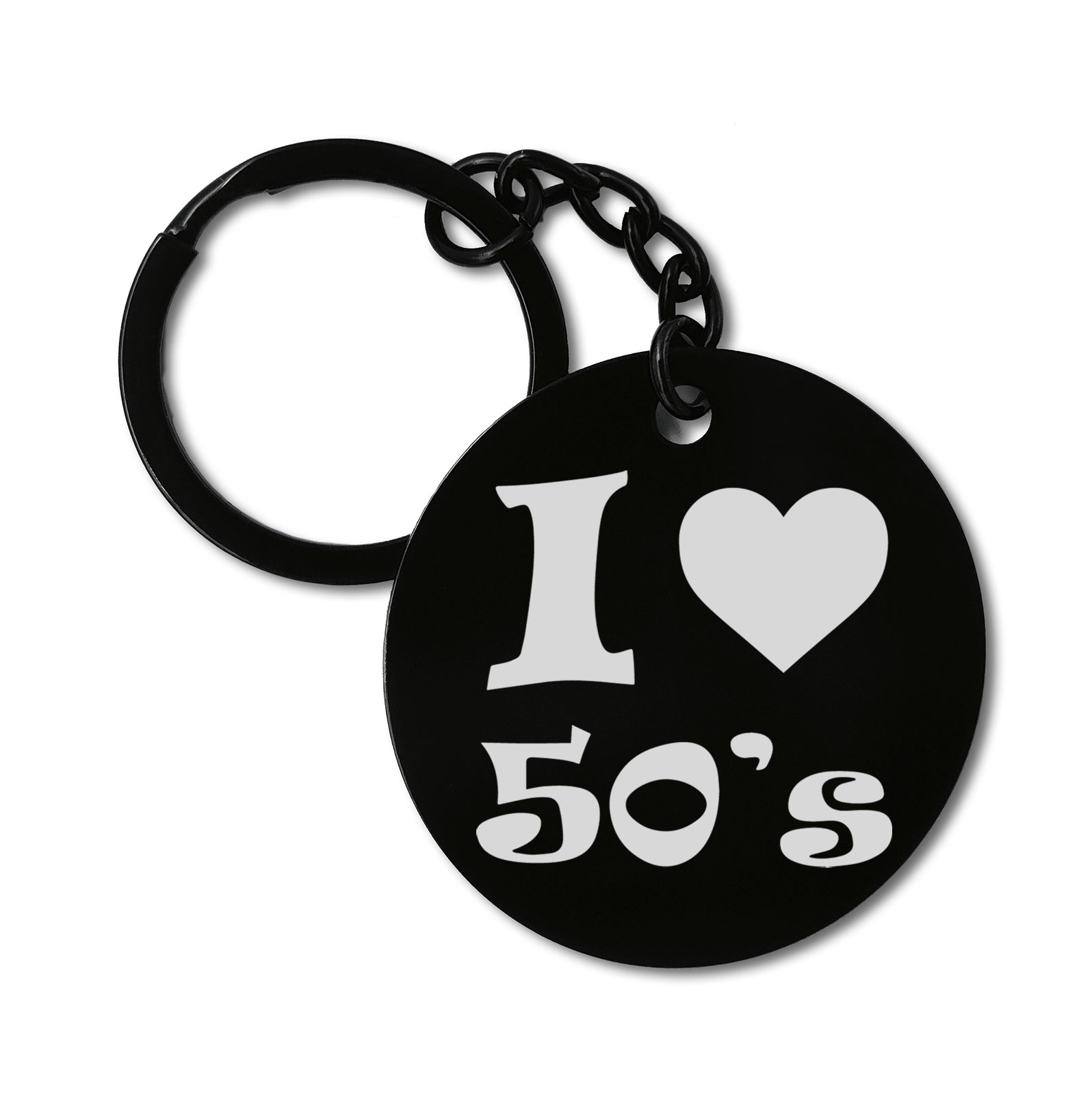 I Love the 50's Graviruotas metalinis pakabukas su pasirenkamu užkabinimu