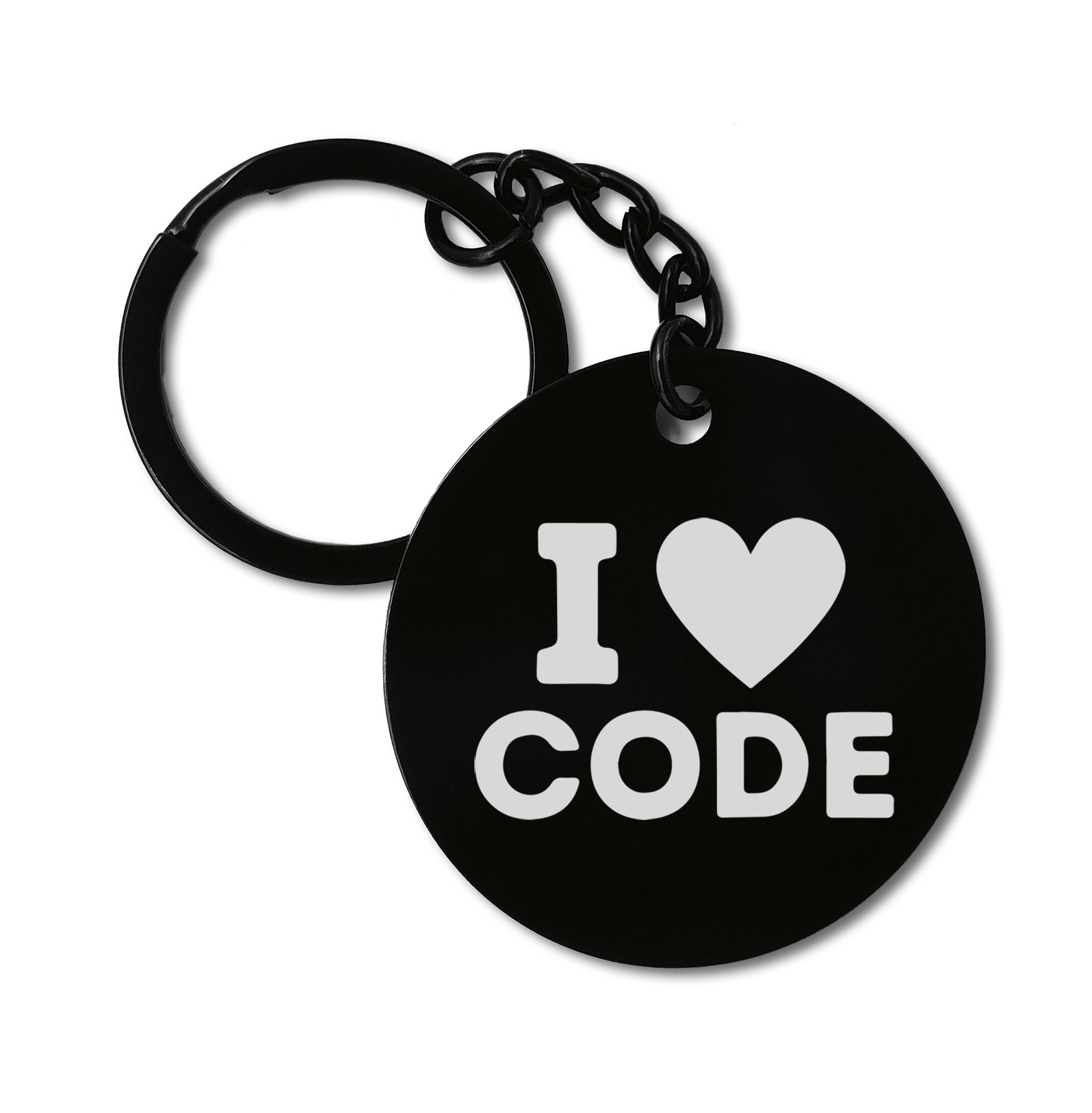I Love Code Heart Programer Graviruotas metalinis pakabukas su pasirenkamu užkabinimu