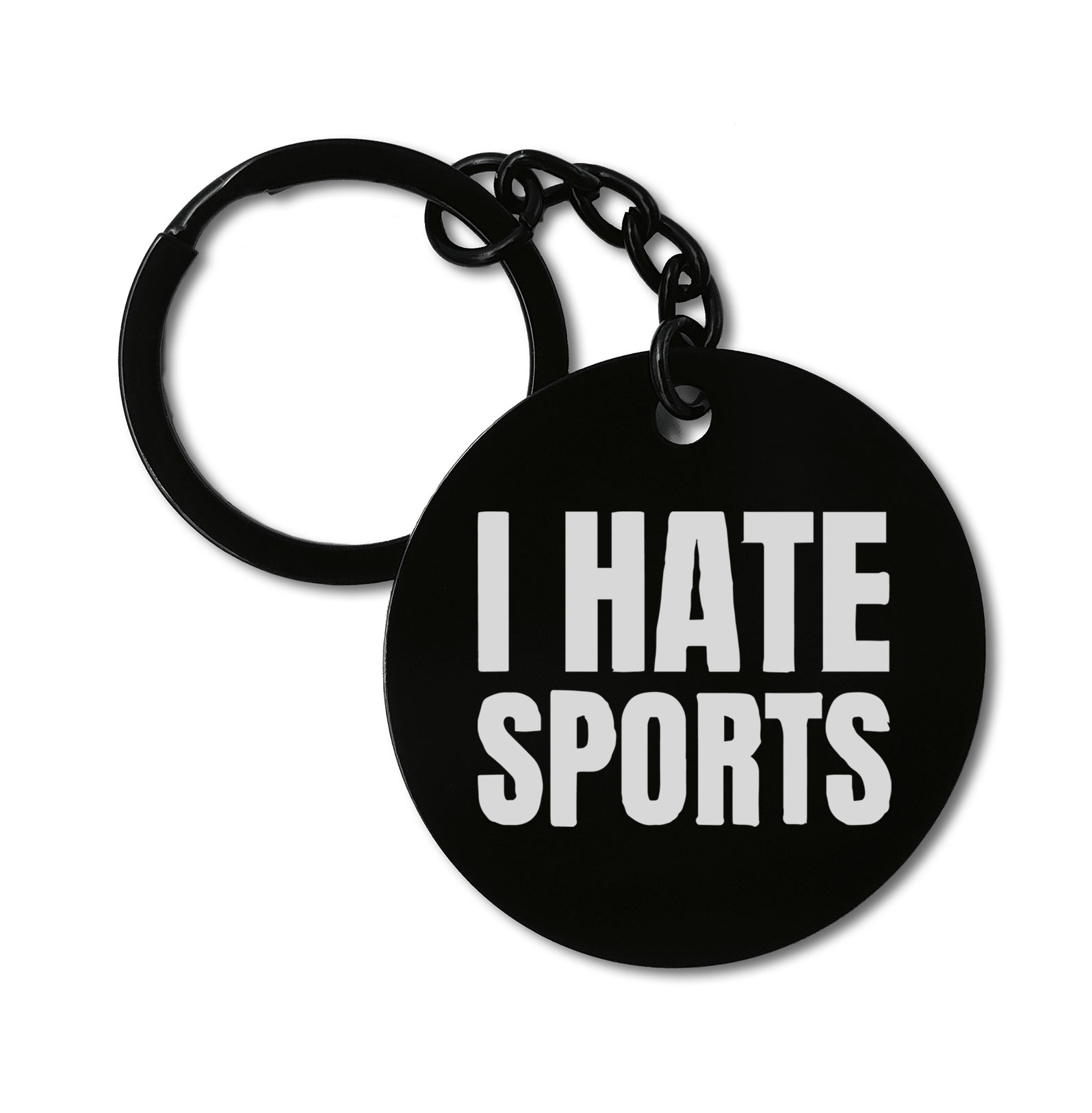 I HATE SPORTS Graviruotas metalinis pakabukas su pasirenkamu užkabinimu