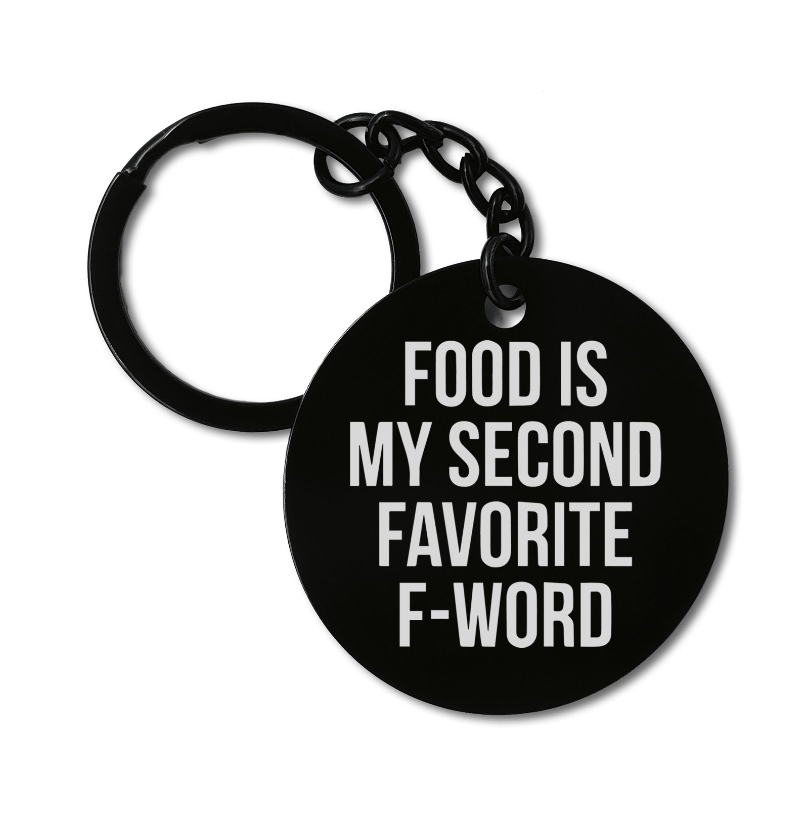 Food Is My Second Favorite F Word Funny Graviruotas metalinis pakabukas su pasirenkamu užkabinimu