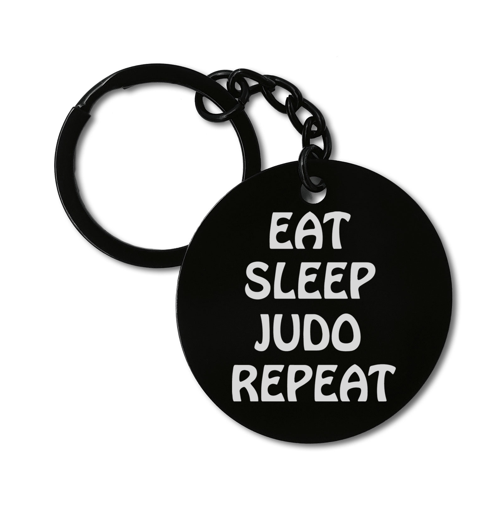 Eat Sleep Judo Repeat Japanese Martial Graviruotas metalinis pakabukas su pasirenkamu užkabinimu