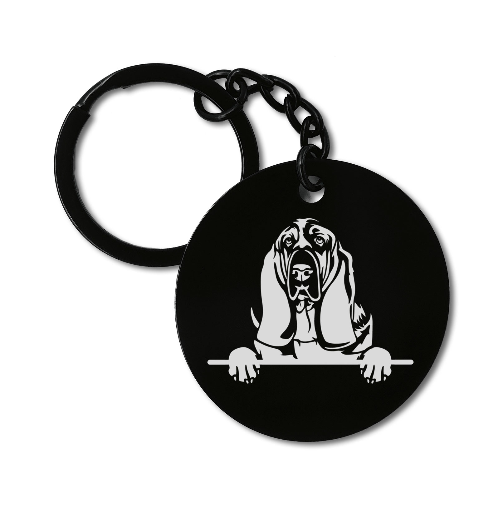 Basset Hounds Cute Dog Graviruotas metalinis pakabukas su pasirenkamu užkabinimu