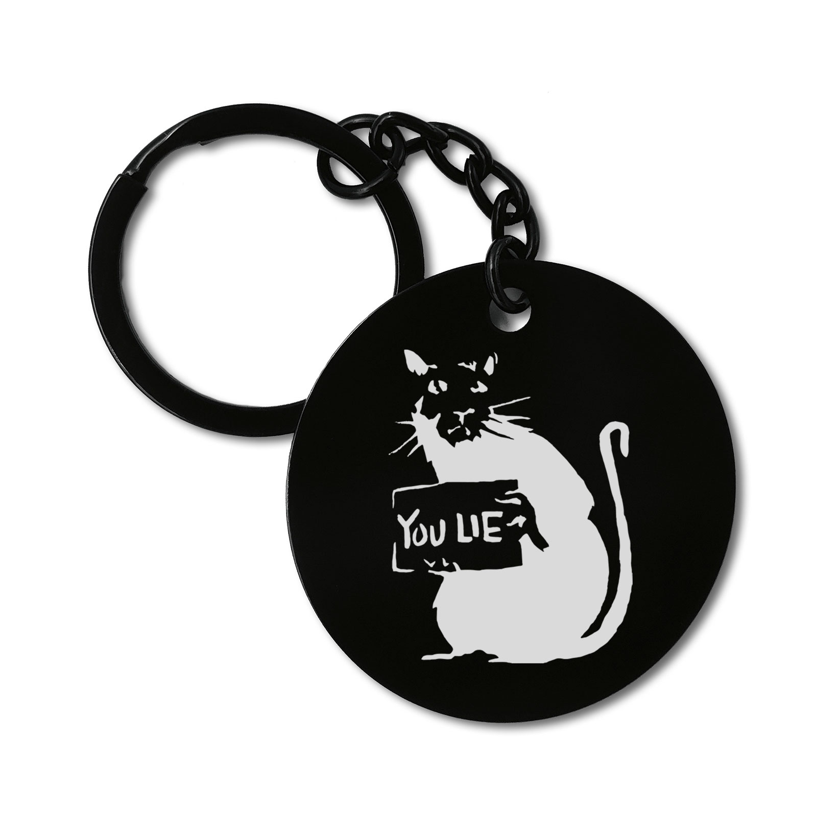 Banksy Graffiti Street Art You Lie Rat Graviruotas metalinis pakabukas su pasirenkamu užkabinimu