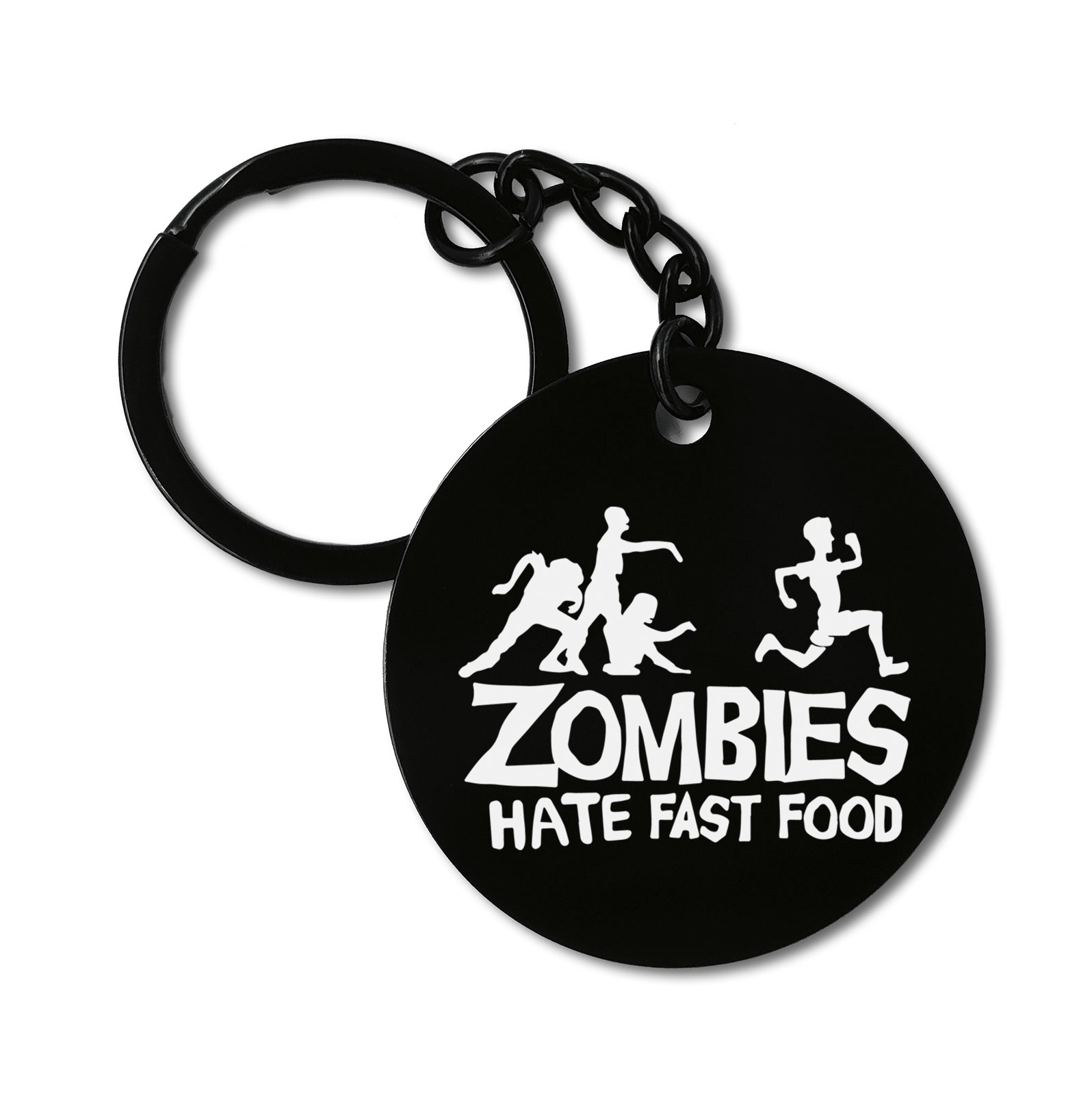 Zombies Hate Fast Food Funny Graviruotas metalinis pakabukas su pasirenkamu užkabinimu