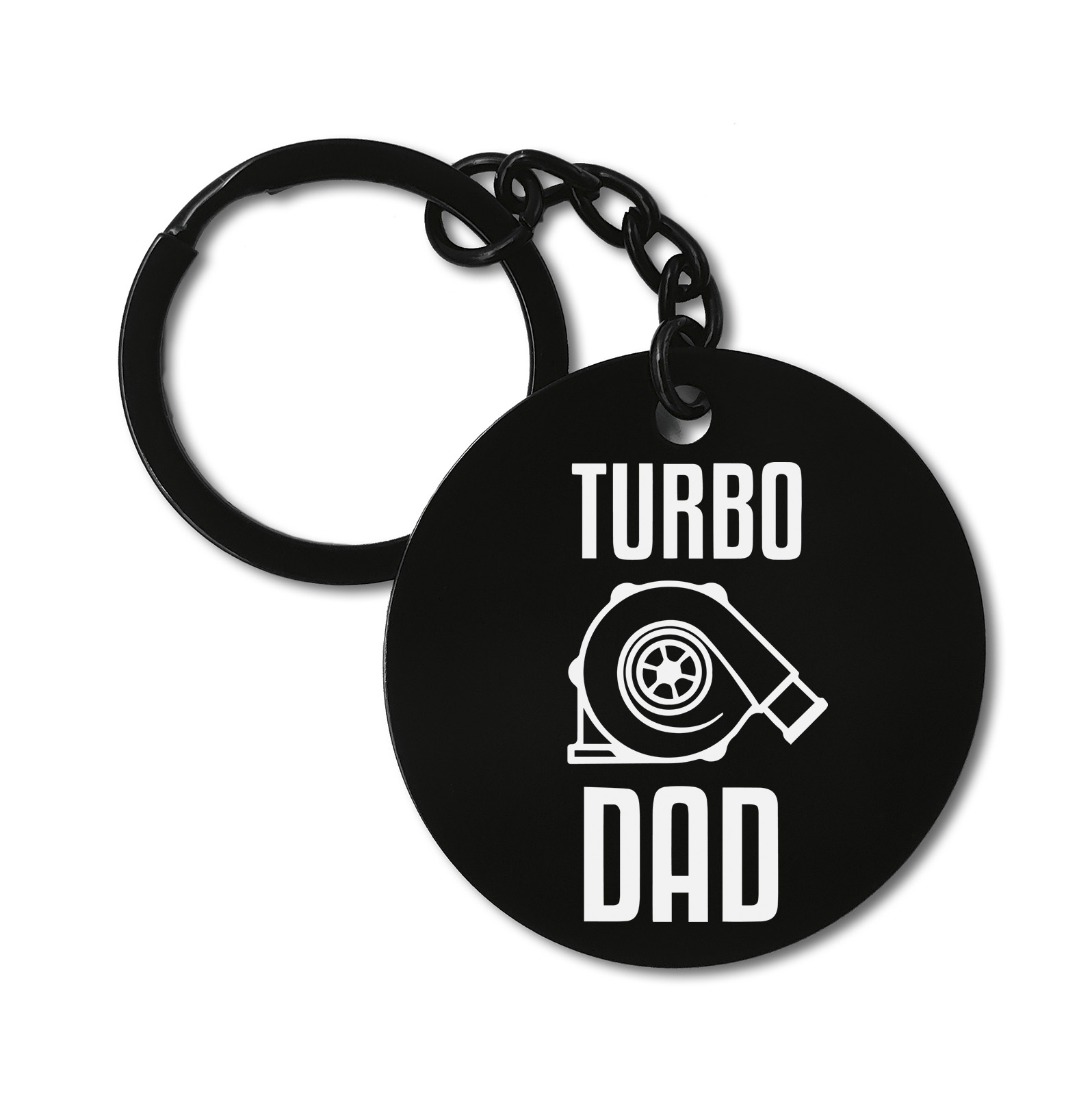 0581 Turbo Dad Cars Lover Graviruotas metalinis pakabukas su pasirenkamu užkabinimu