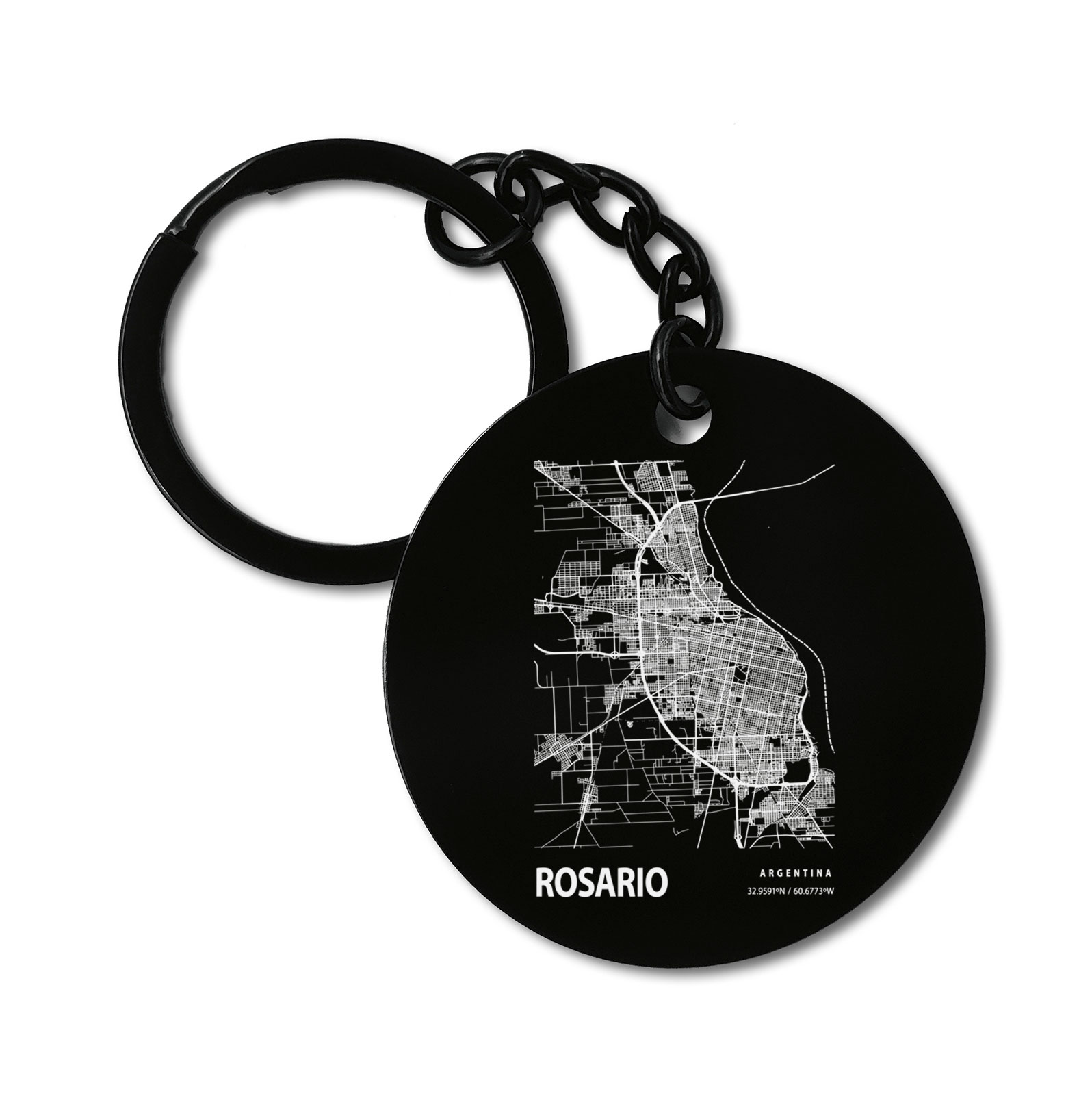 Rosario Argentina Blueprint City Map Graviruotas metalinis pakabukas su pasirenkamu užkabinimu