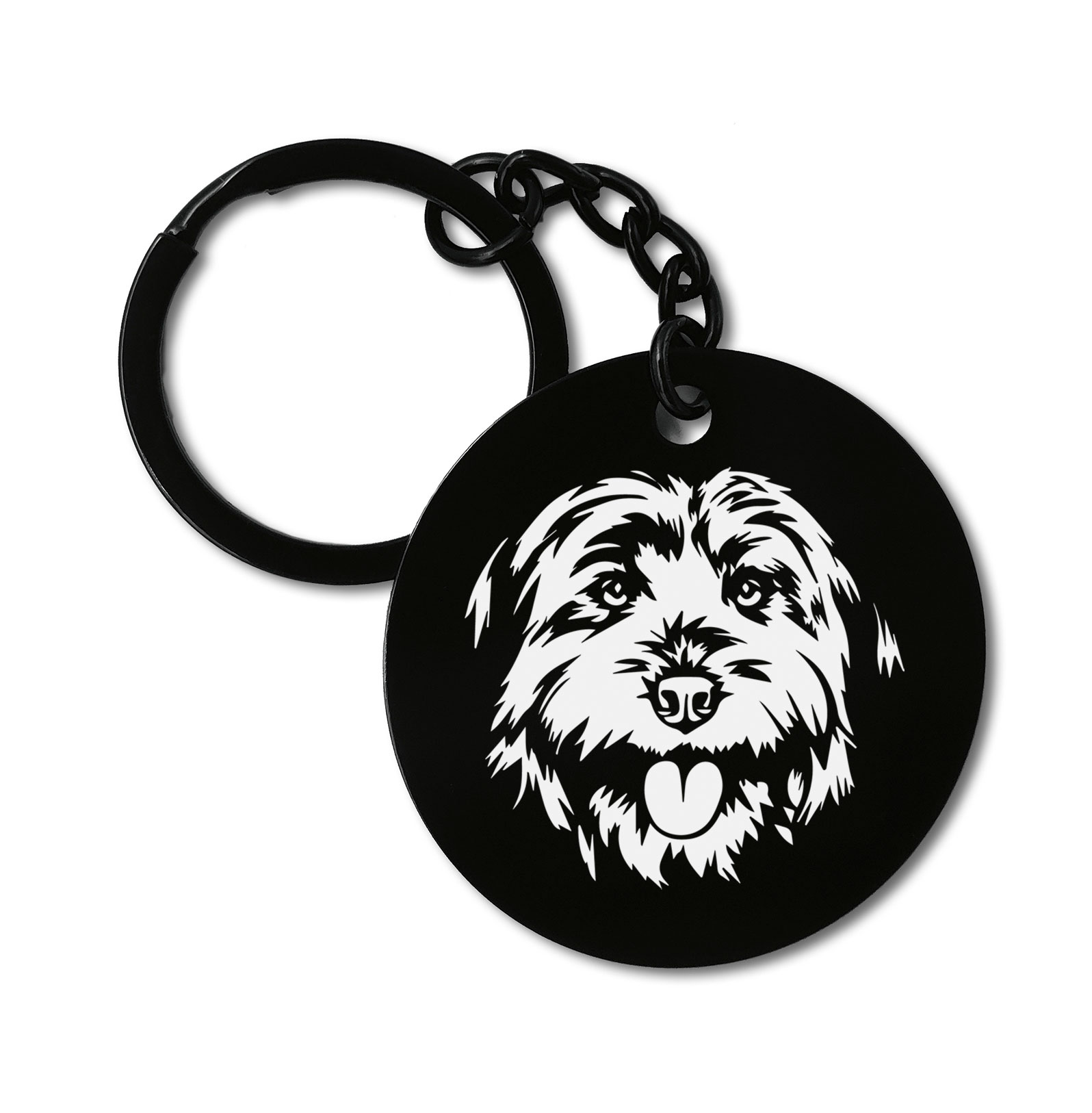 Pyrenean Shepherd Dog Breed Graviruotas metalinis pakabukas su pasirenkamu užkabinimu