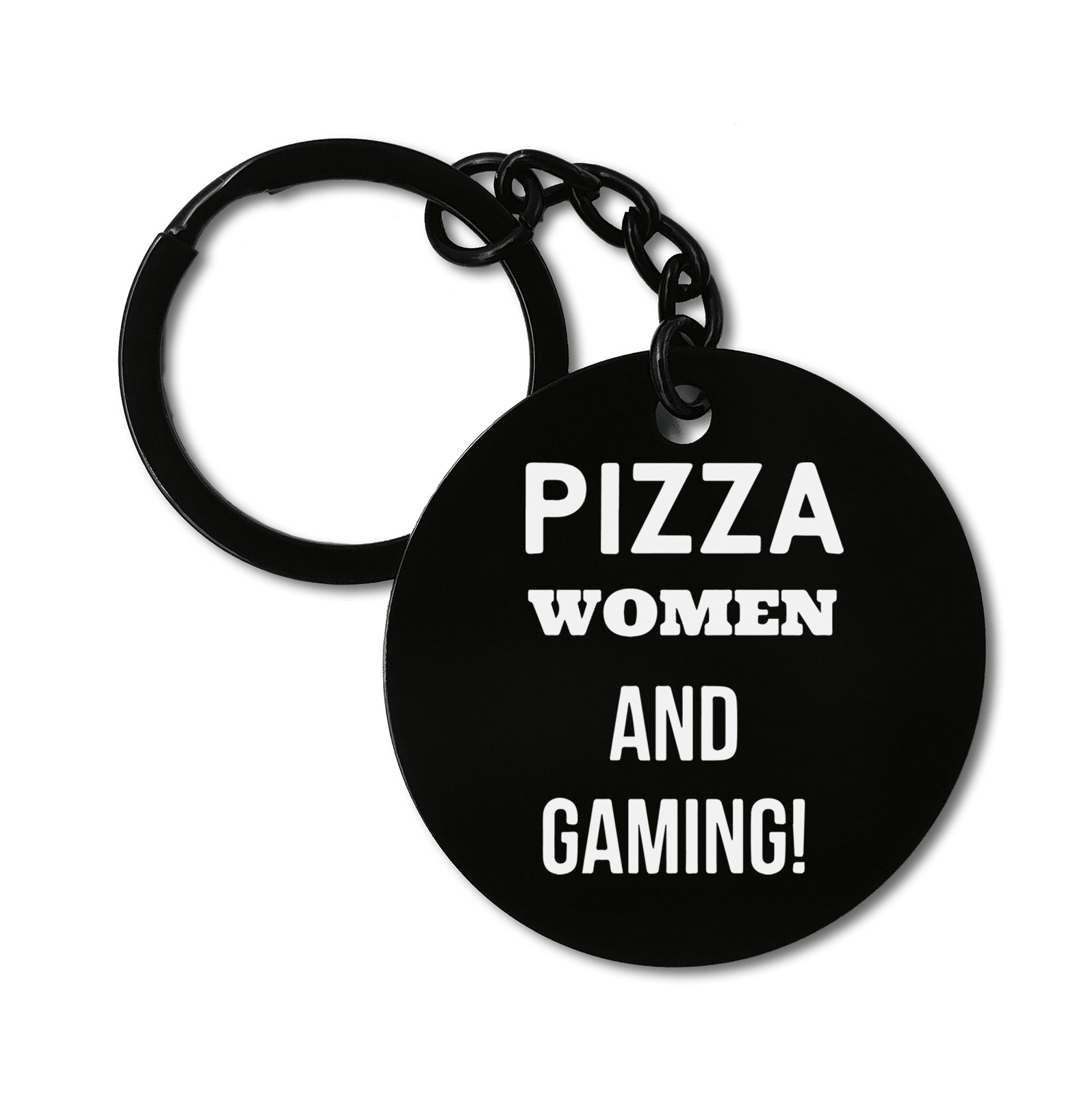 Pizza Women Gaming Graviruotas metalinis pakabukas su pasirenkamu užkabinimu