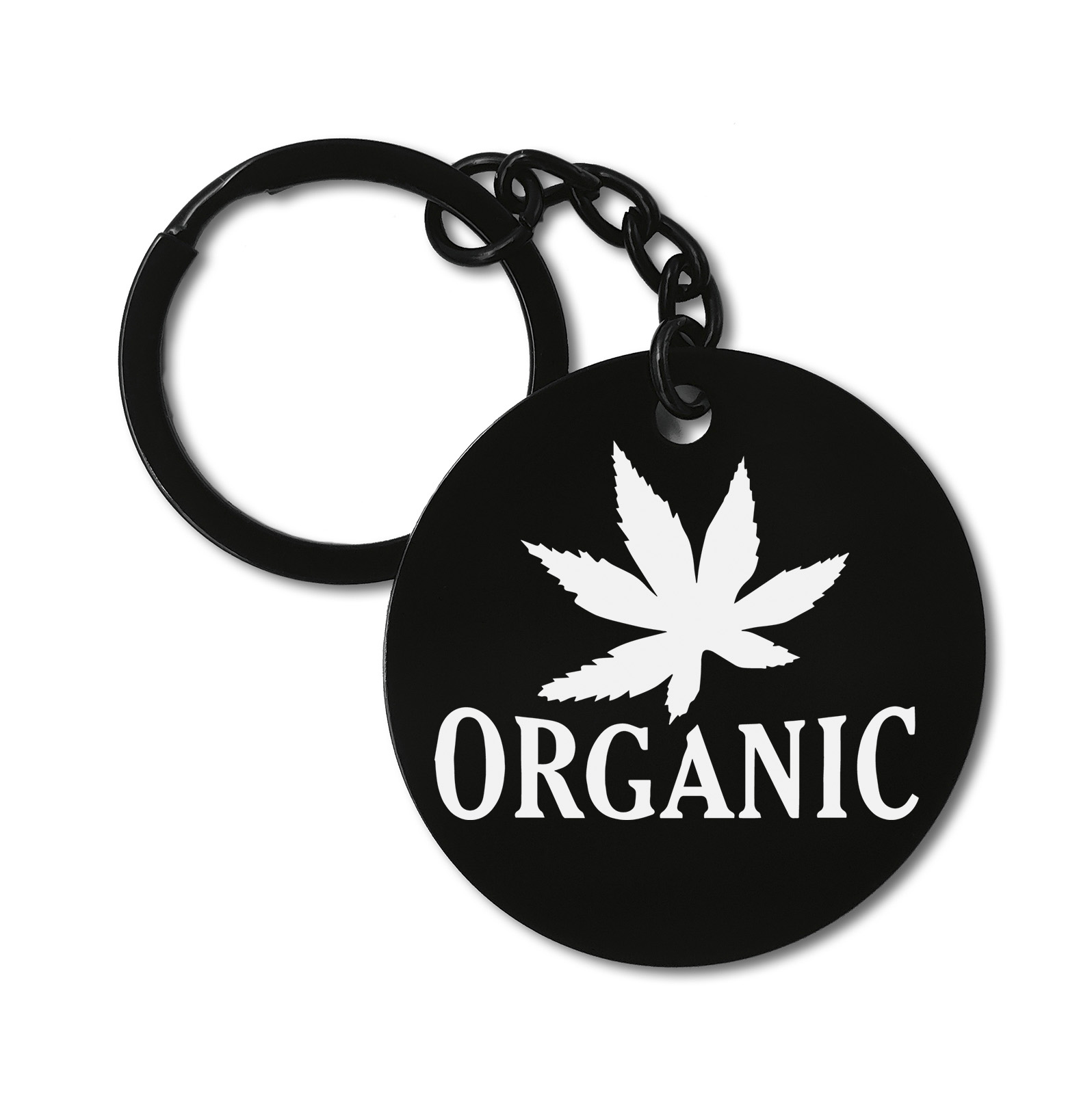 0669 Organic Weed Leaf Ganja Marihuana Graviruotas metalinis pakabukas su pasirenkamu užkabinimu