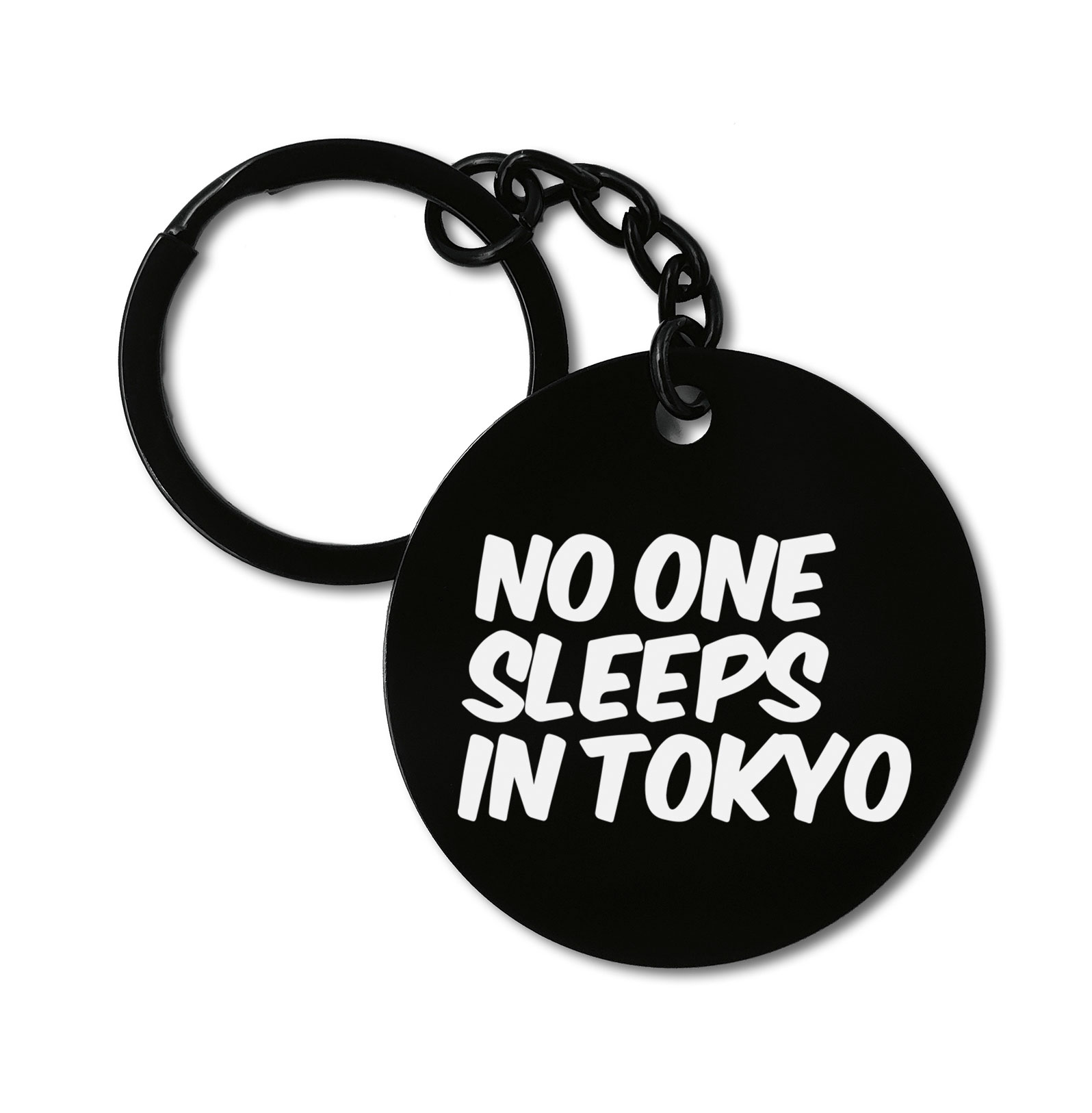 No One Sleeps in Tokyo Graviruotas metalinis pakabukas su pasirenkamu užkabinimu