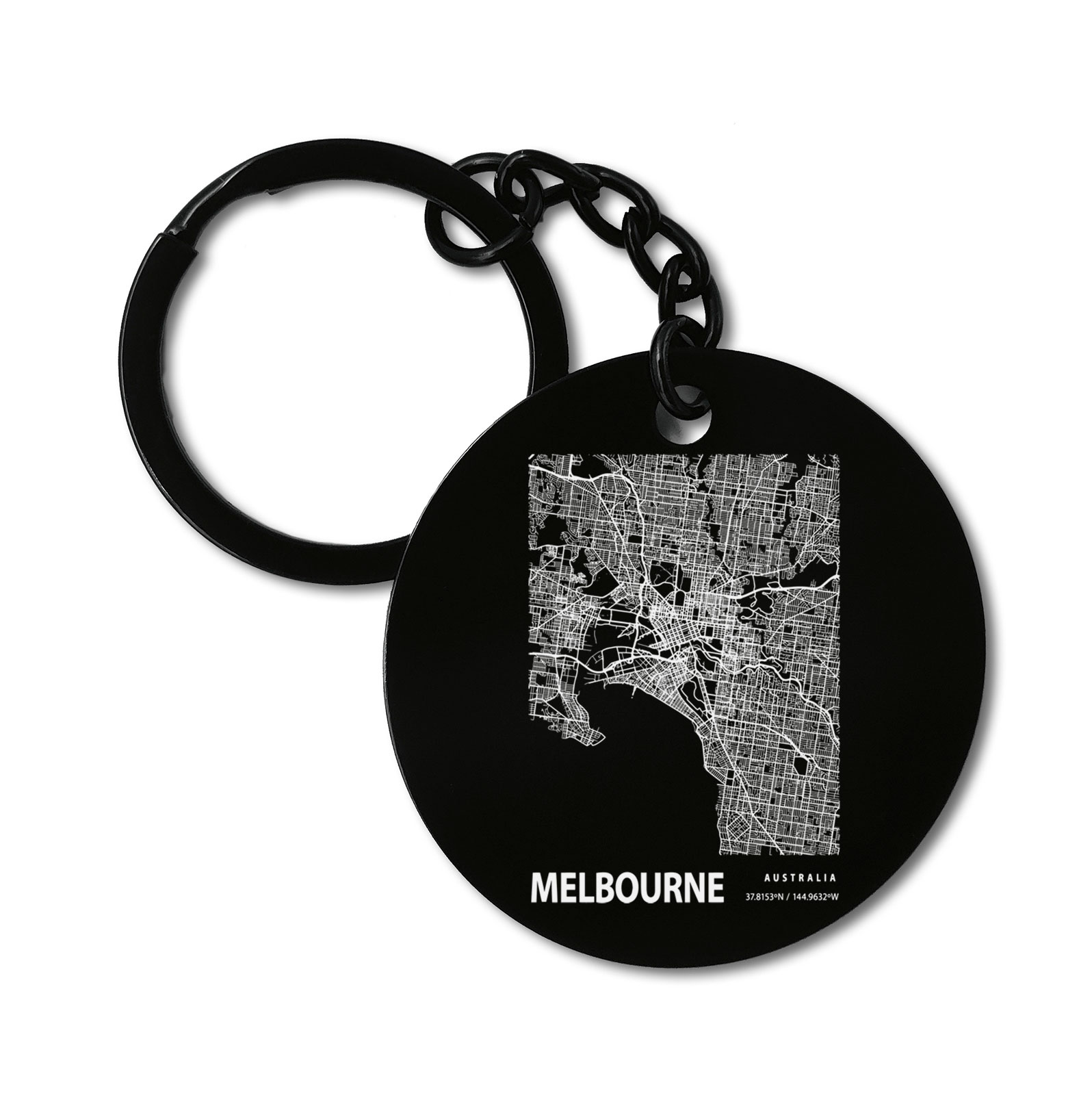 Melbourne Australia Blueprint City Map Graviruotas metalinis pakabukas su pasirenkamu užkabinimu
