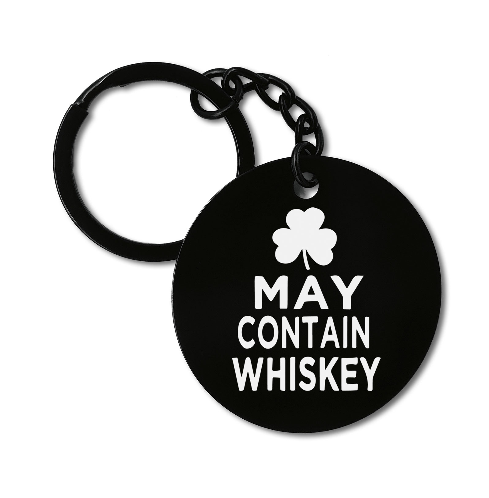 May Contain Whiskey Funny Life Alcohol Graviruotas metalinis pakabukas su pasirenkamu užkabinimu