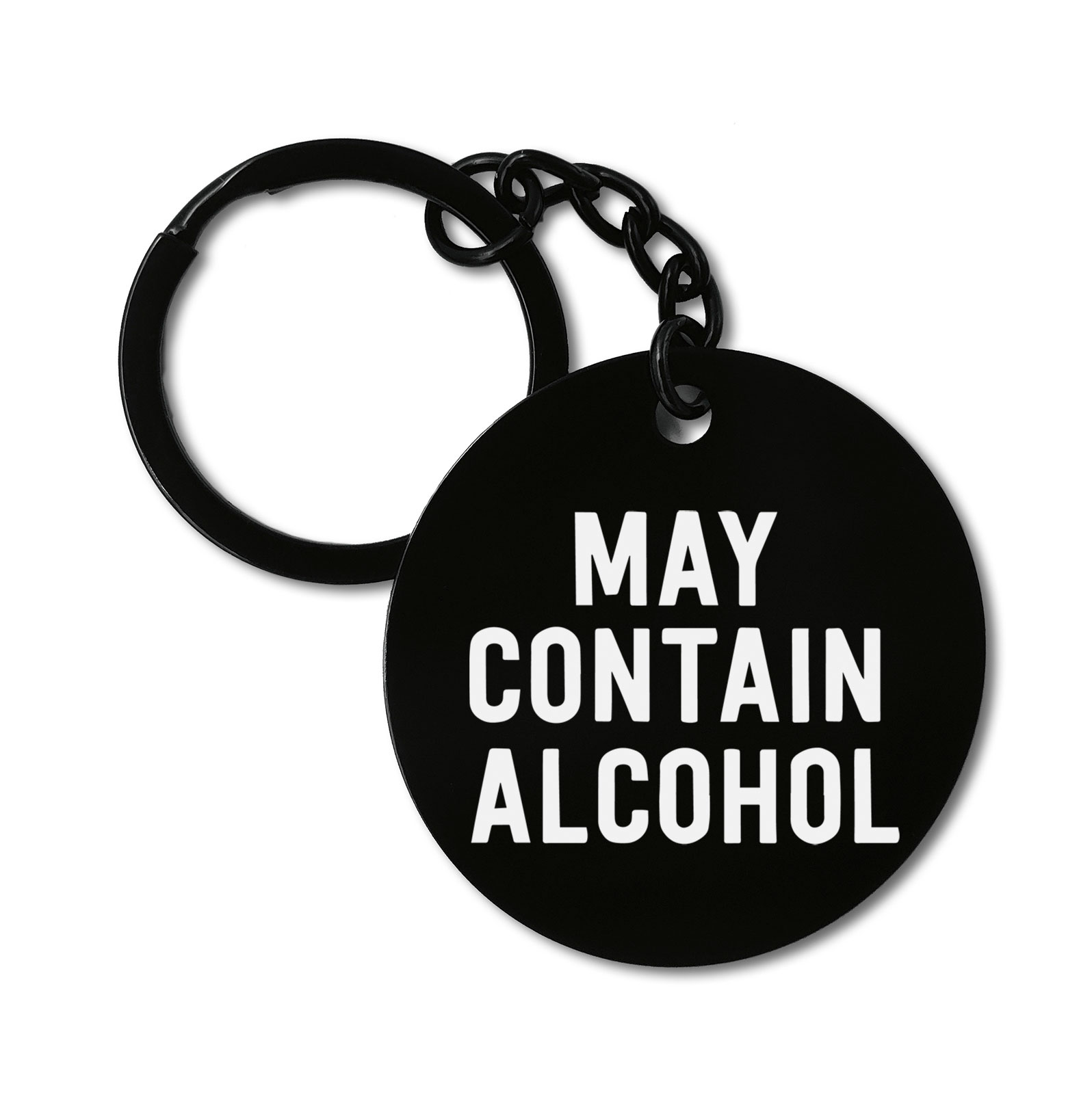 May contain alcohol Graviruotas metalinis pakabukas su pasirenkamu užkabinimu