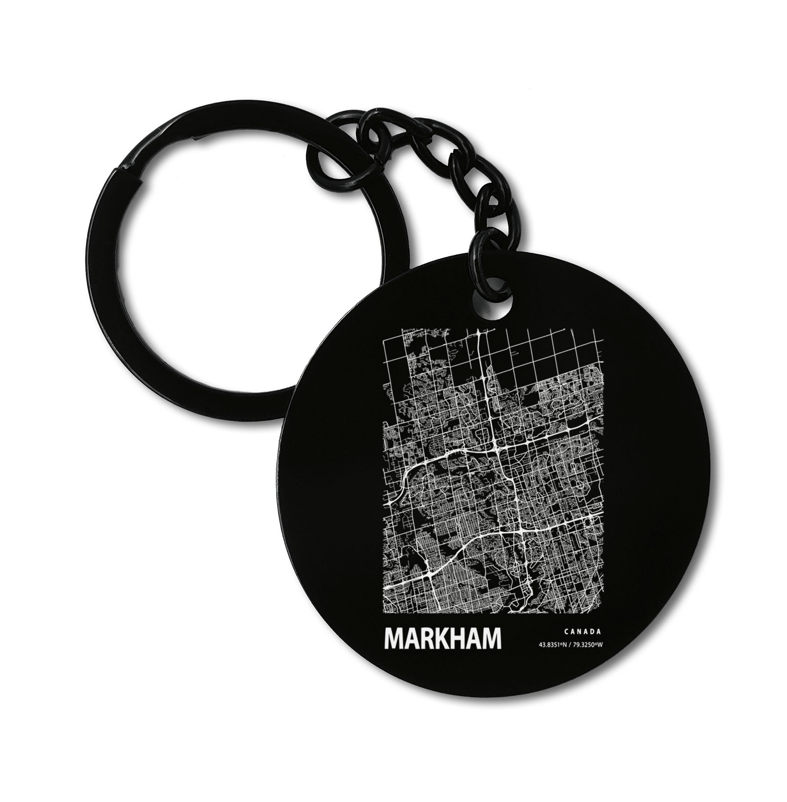 Markham Canada Blueprint City Map Graviruotas metalinis pakabukas su pasirenkamu užkabinimu
