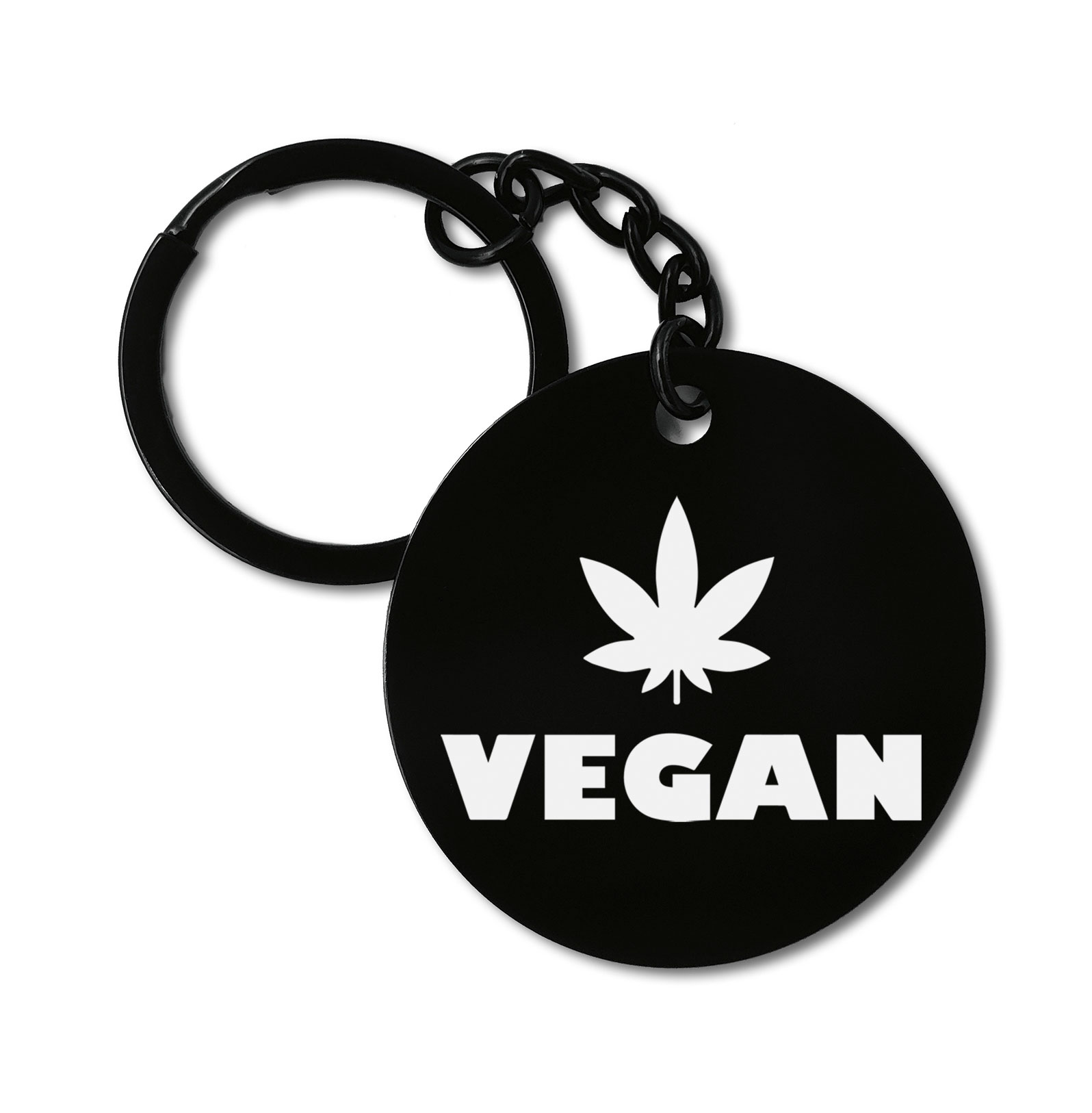 Marijuana Leaf Vegan Funny Graviruotas metalinis pakabukas su pasirenkamu užkabinimu