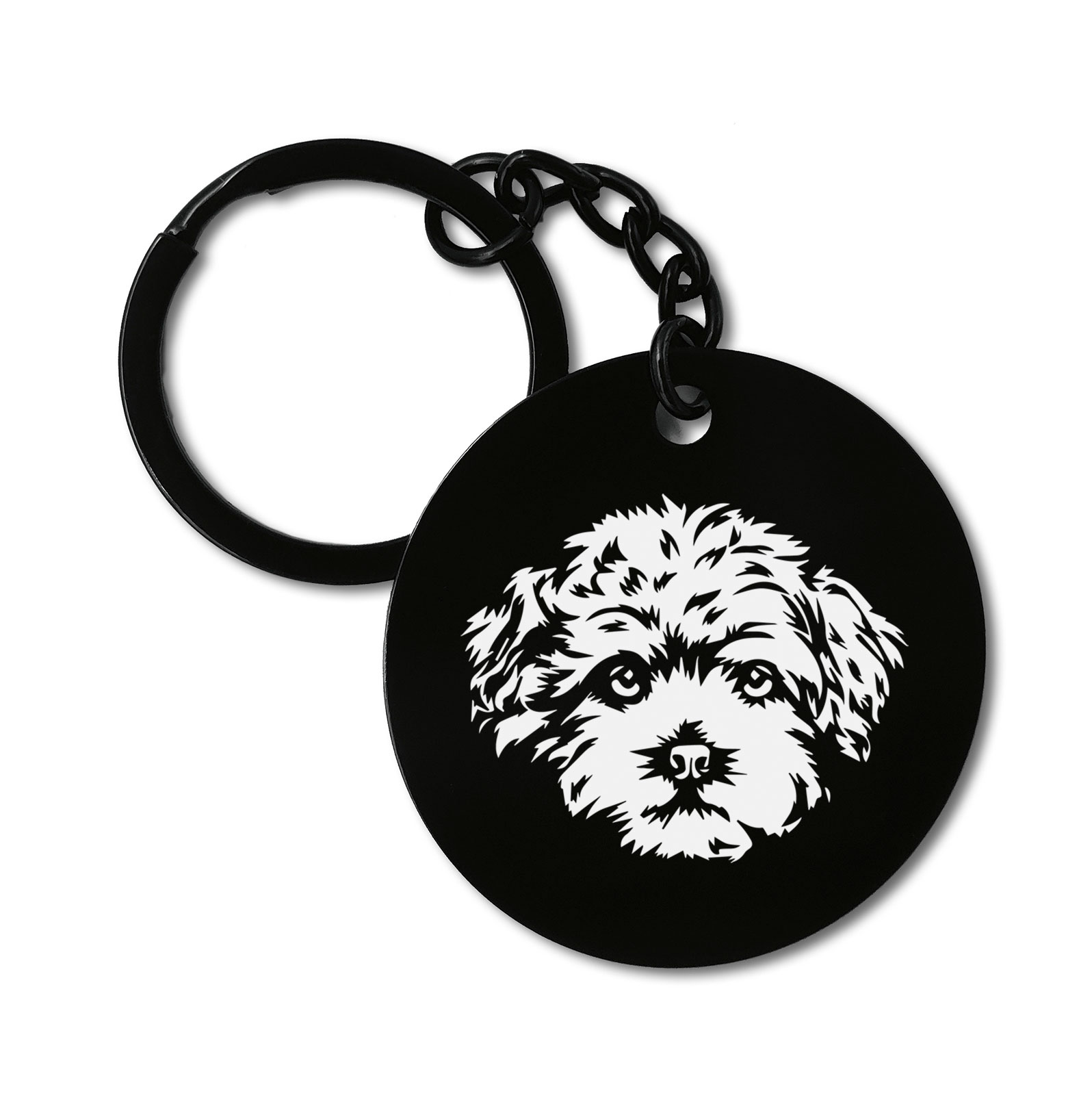 Maltipoo Dog Breed Graviruotas metalinis pakabukas su pasirenkamu užkabinimu