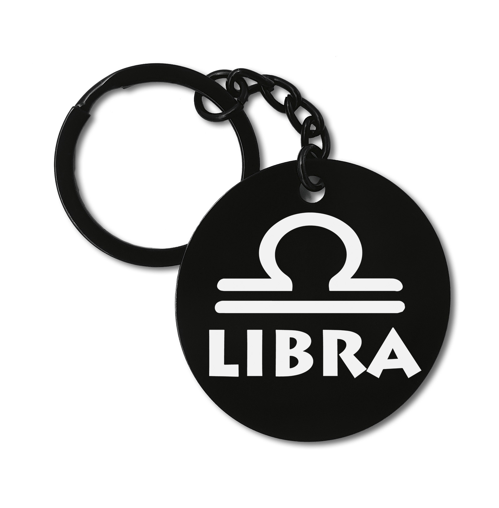 0738 Libra Zodiac Sign Birthday Graviruotas metalinis pakabukas su pasirenkamu užkabinimu